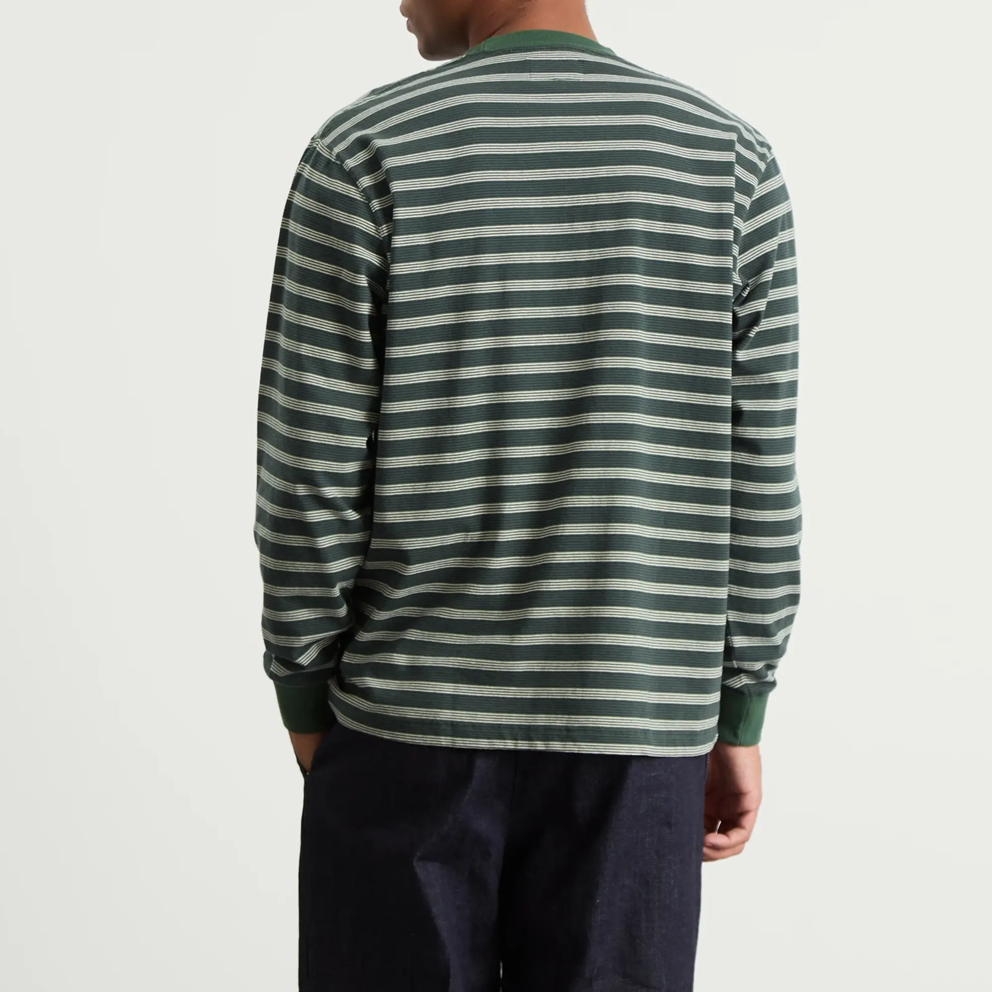 Beams Plus Men's Long Sleeve Multi Pin Pocket T-Shirt Green