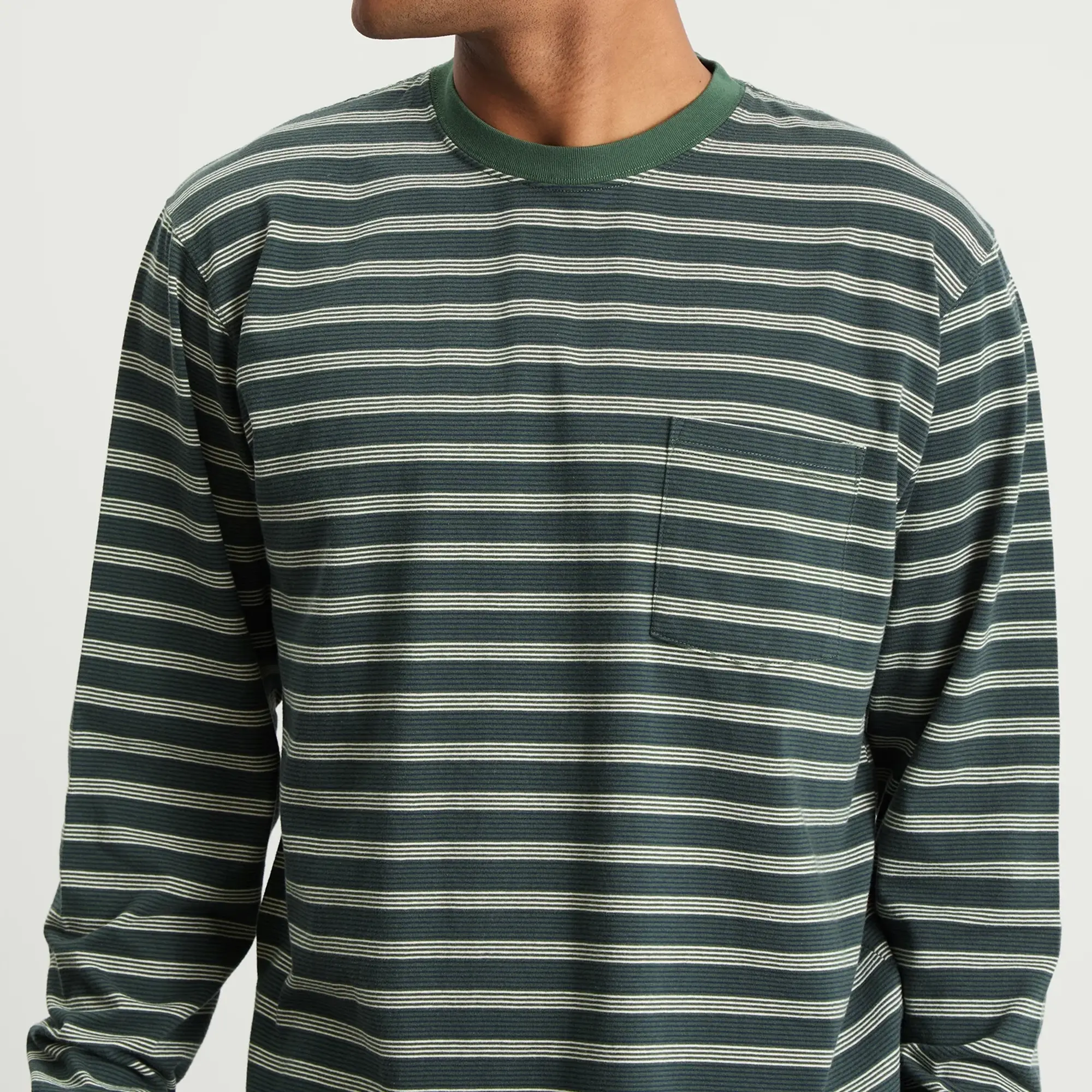 Beams Plus Men's Long Sleeve Multi Pin Pocket T-Shirt Green