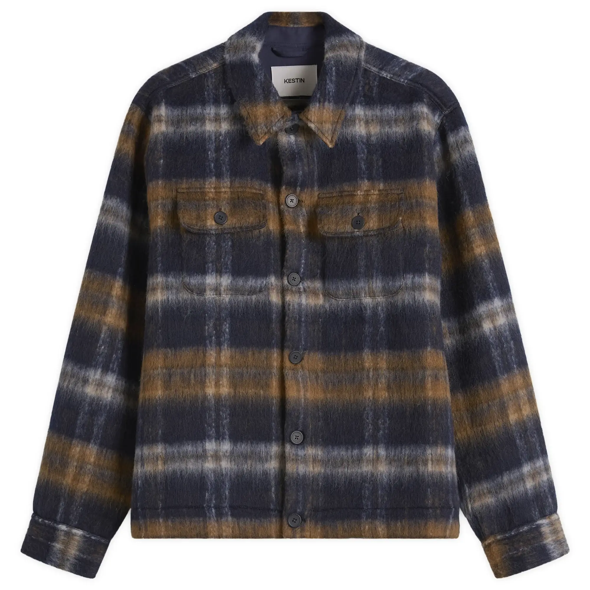 Kestin Men's Haston Jacket Navy Check Brushed Wool