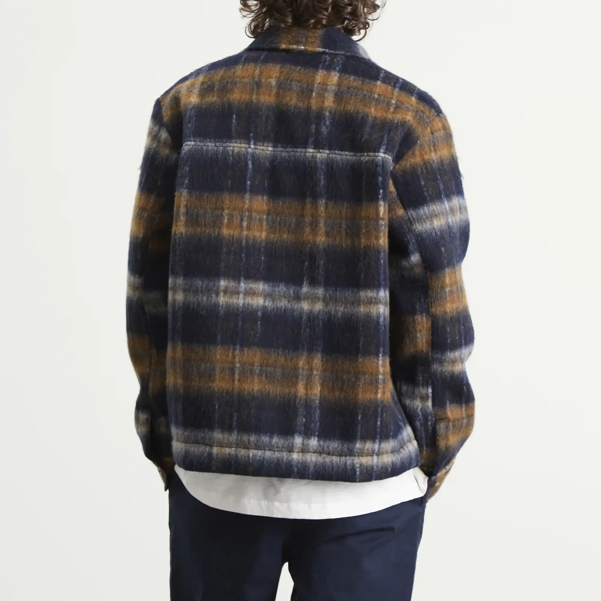 Kestin Men's Haston Jacket Navy Check Brushed Wool