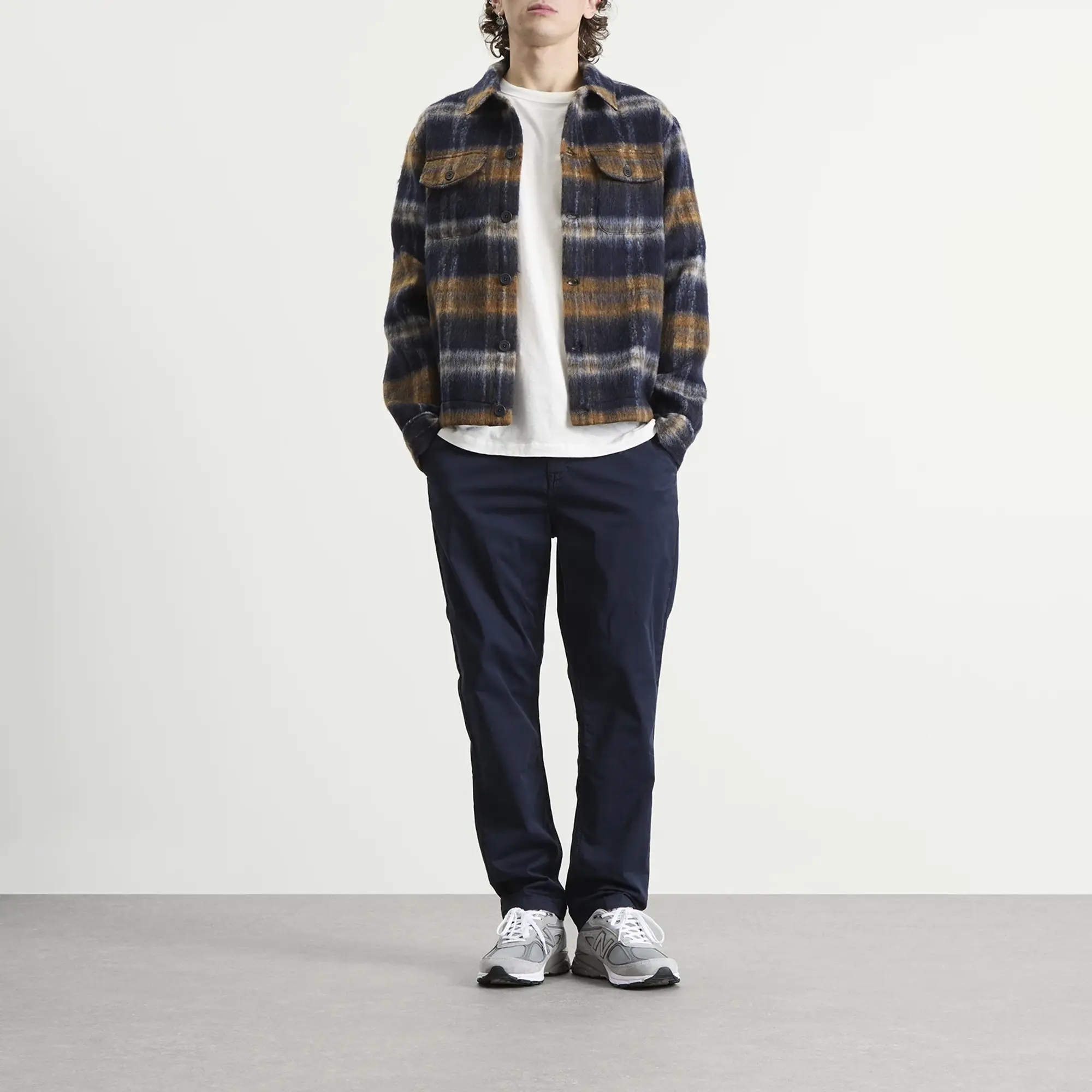 Kestin Men's Haston Jacket Navy Check Brushed Wool