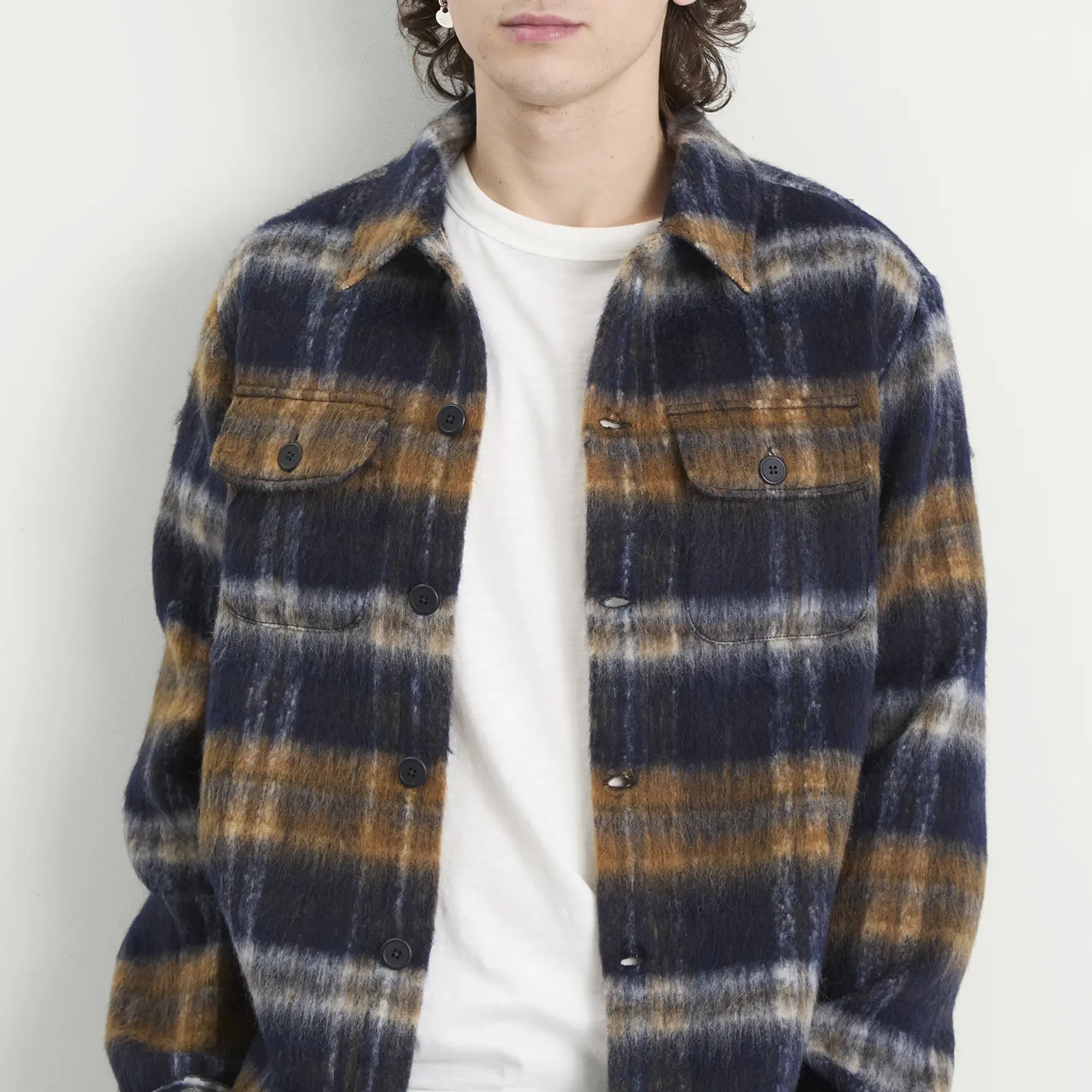 Kestin Men's Haston Jacket Navy Check Brushed Wool