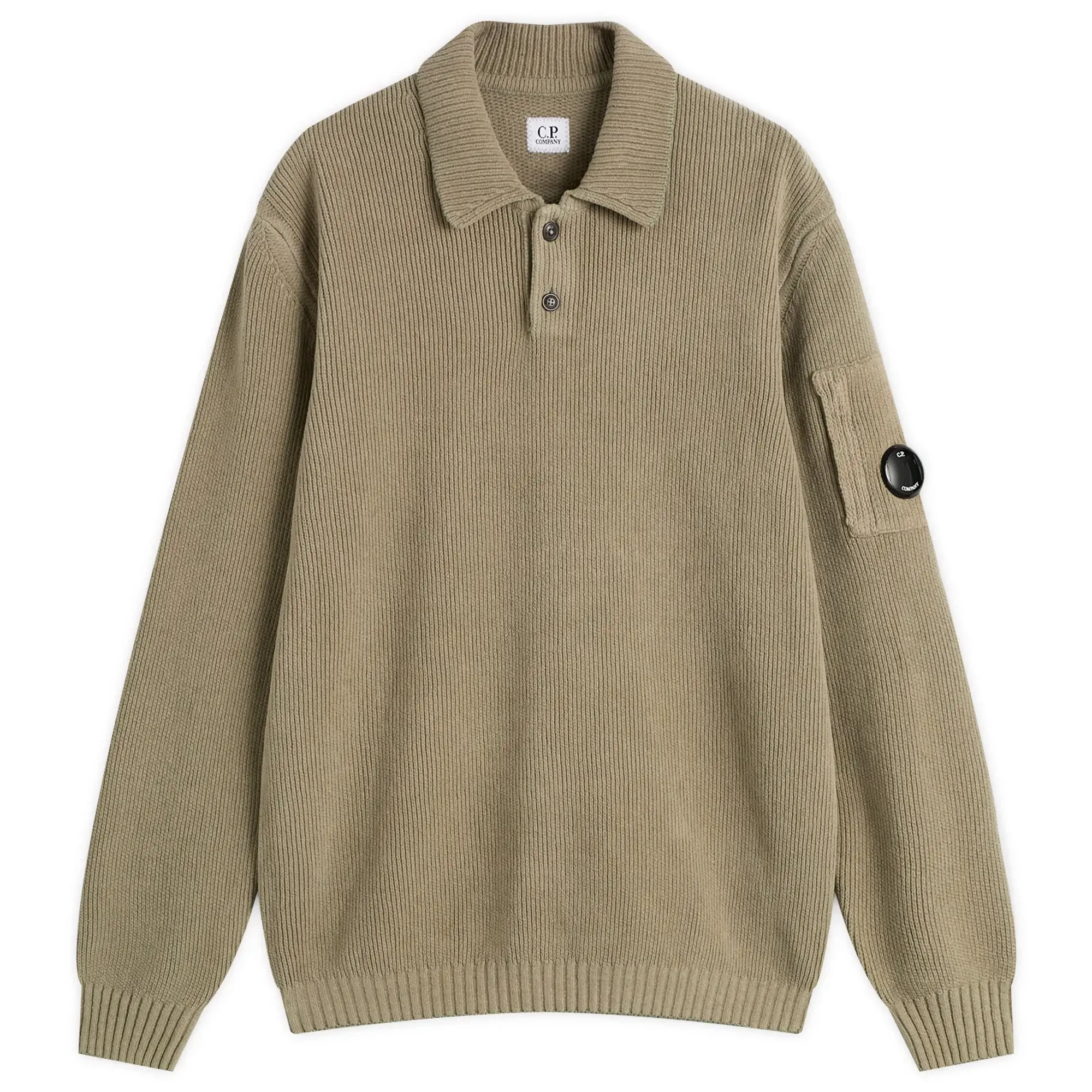 C.P. Company Men's Chenille Ribbed Knit Polo Fallen Rock