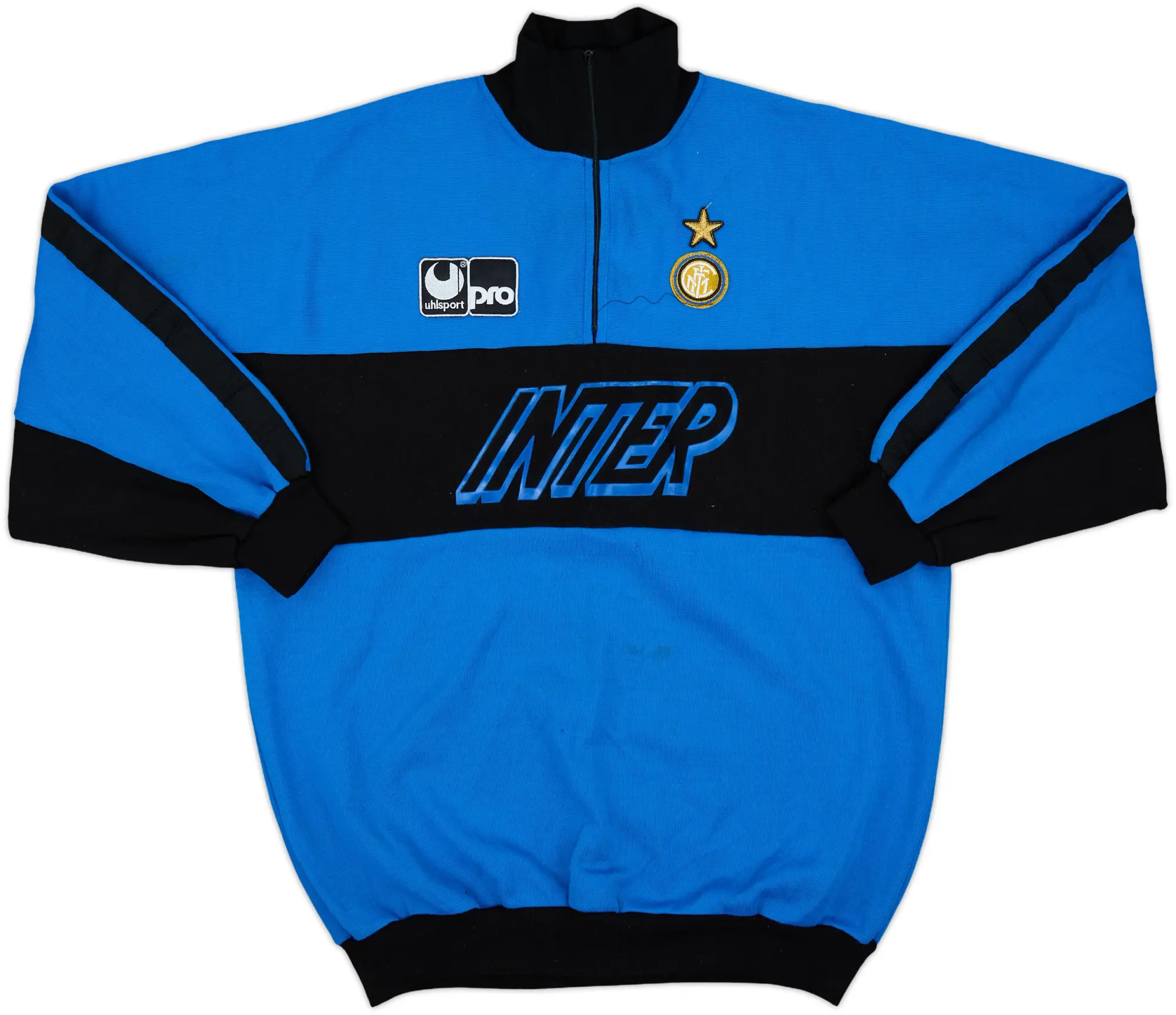 1990-91 Inter Milan UHLSport 1/4 Zip Sweat Top - 7/10 - (L)