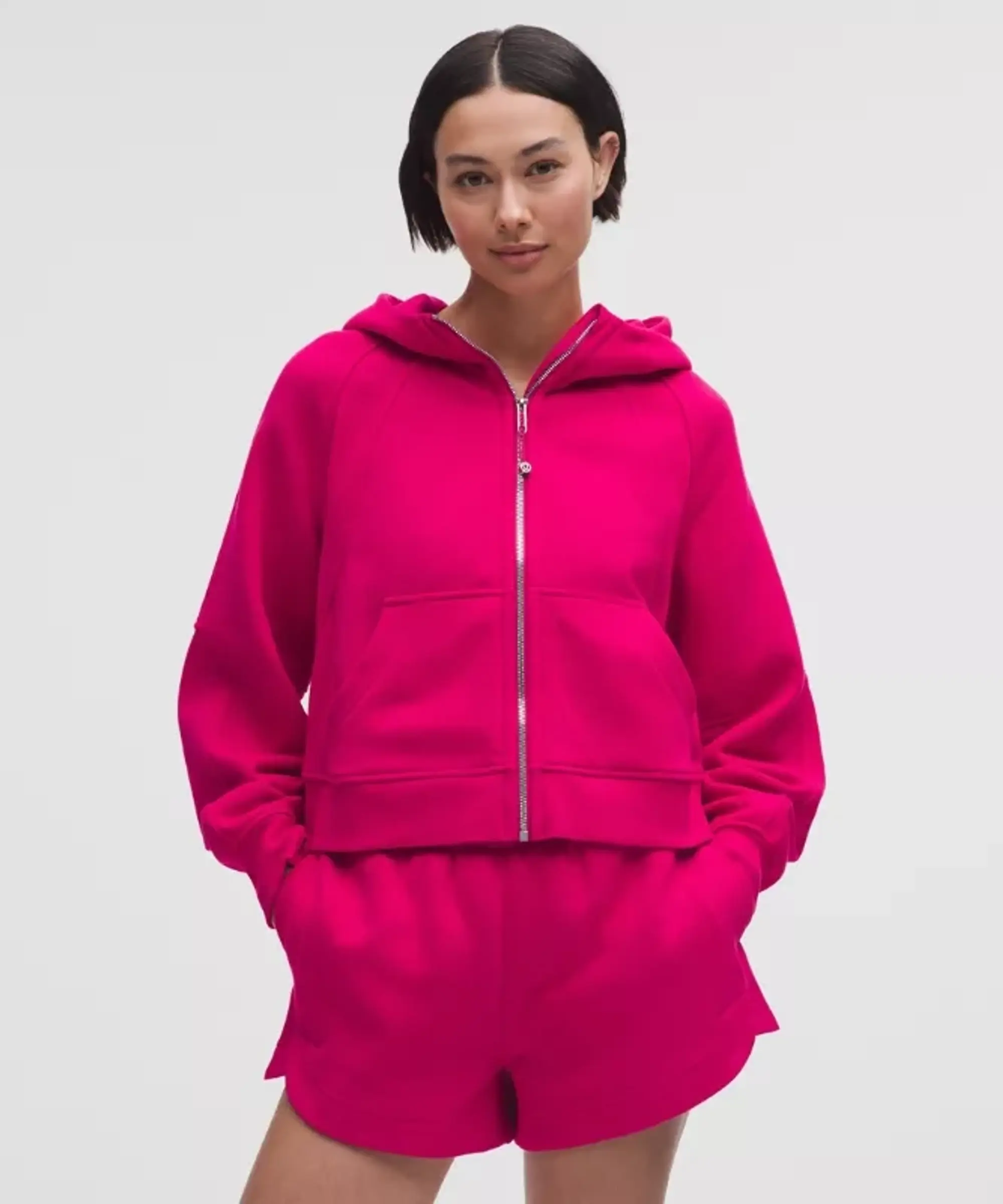 lululemon – Women's Scuba Oversized Full-Zip Hoodie – Color Pink/Silver – Size Medium/Large