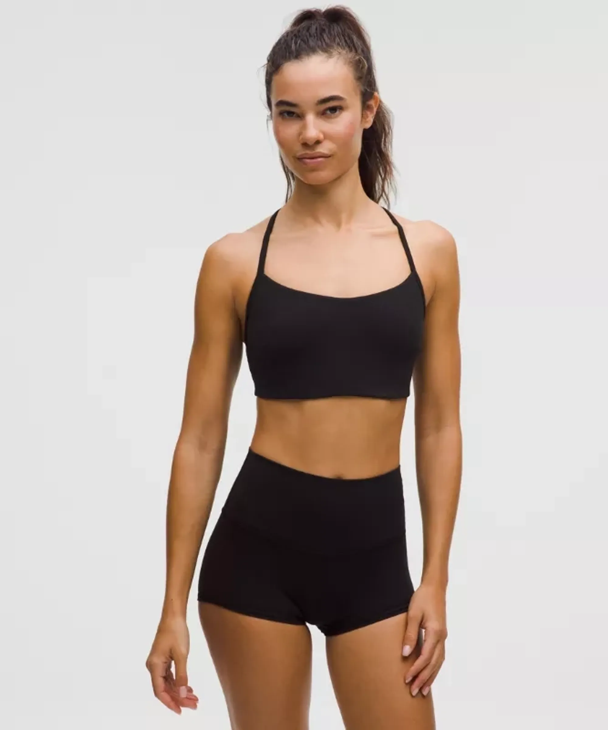 lululemon – Women's Flow Y Sports Bra Light Support, C/D Cup Evolve – Color Black – Size Large