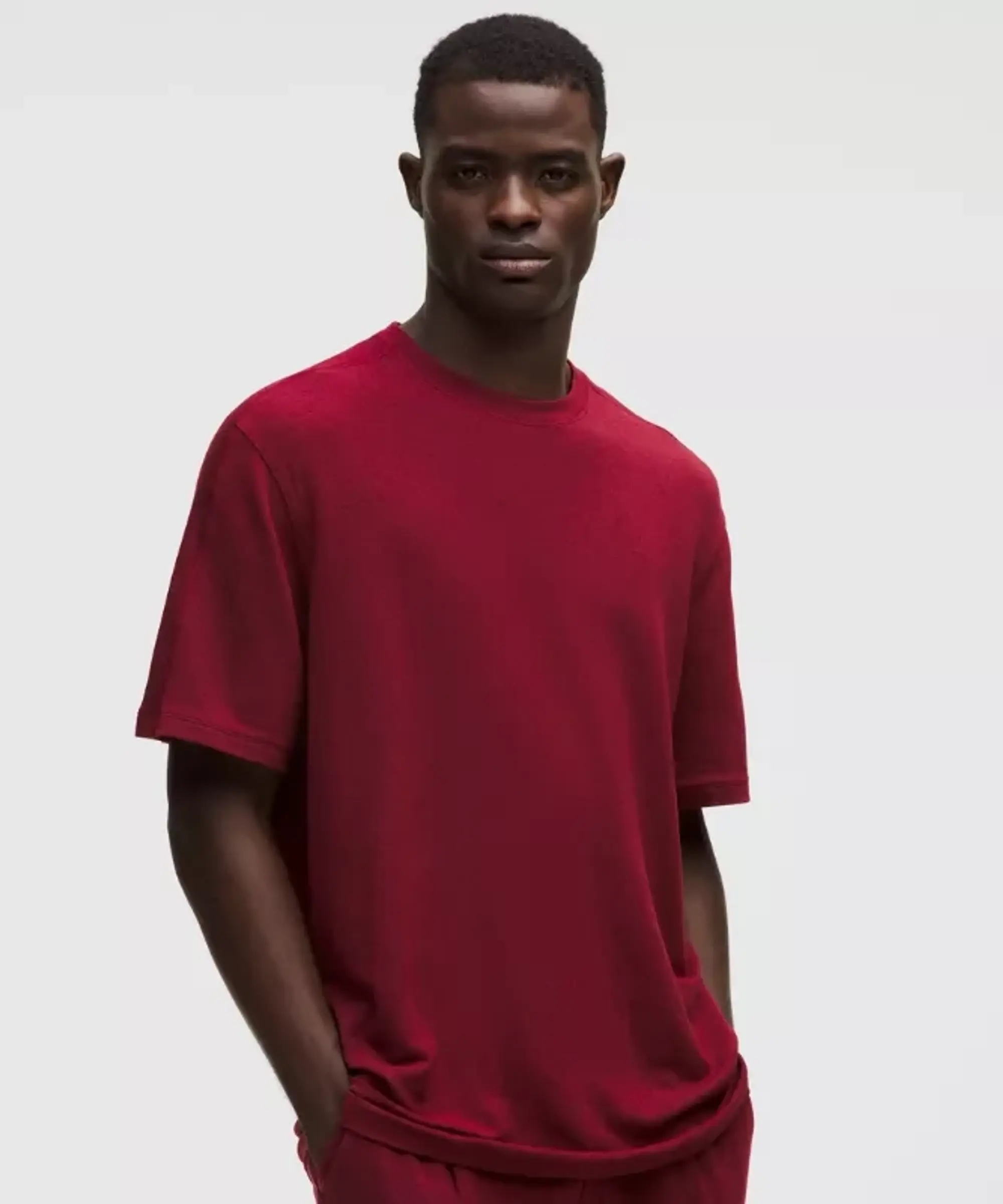 lululemon – Men's BeCalm Relaxed-Fit Short-Sleeve Shirt – Color Pink – Size Large