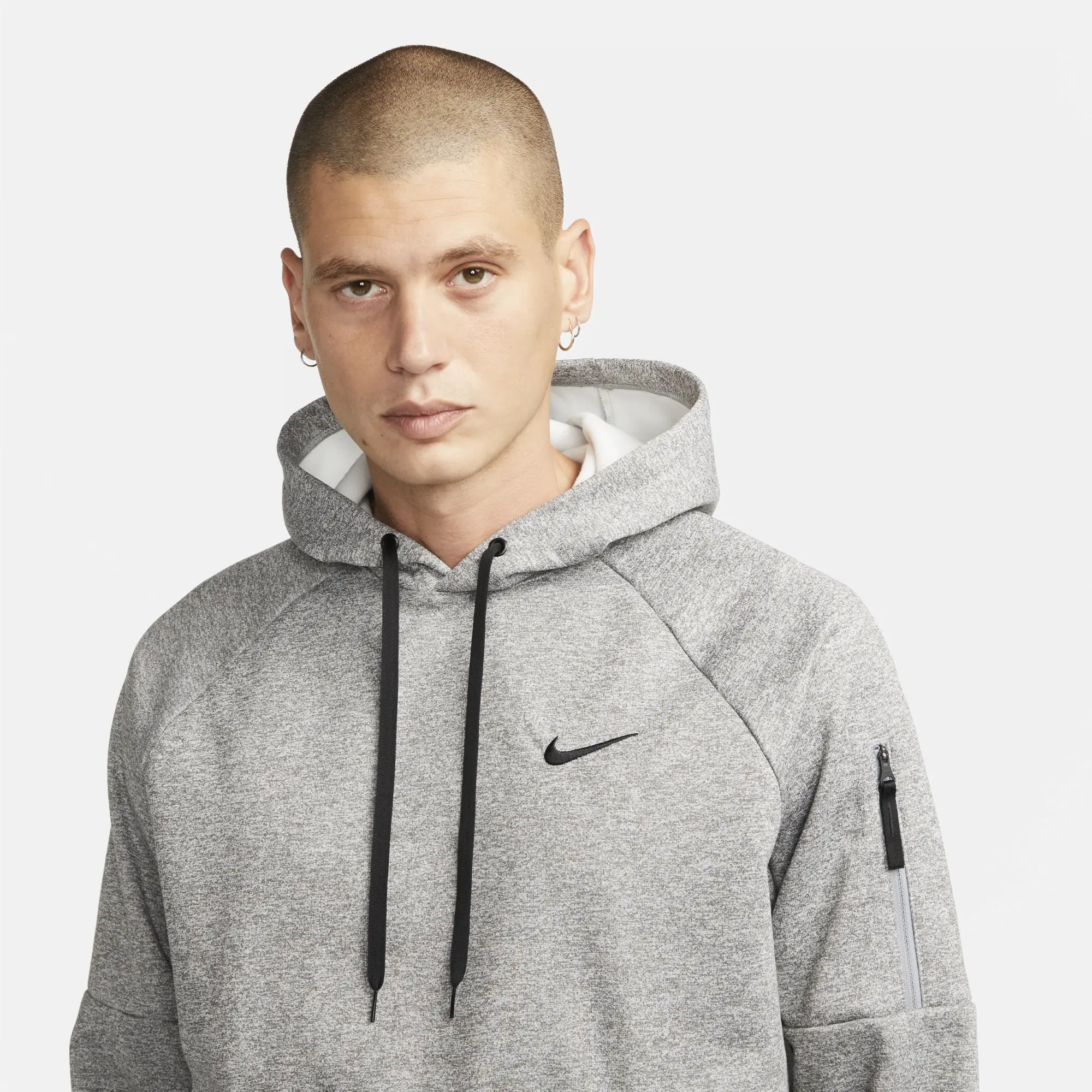 Nike Therma Men's Therma-FIT Hooded Fitness Sweatshirt - Grey - Polyester