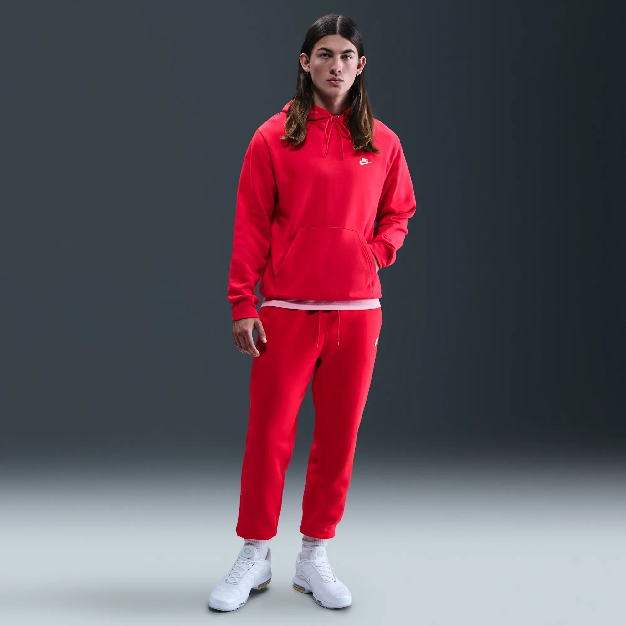 Nike Club Men's Joggers - Red - Cotton/Polyester