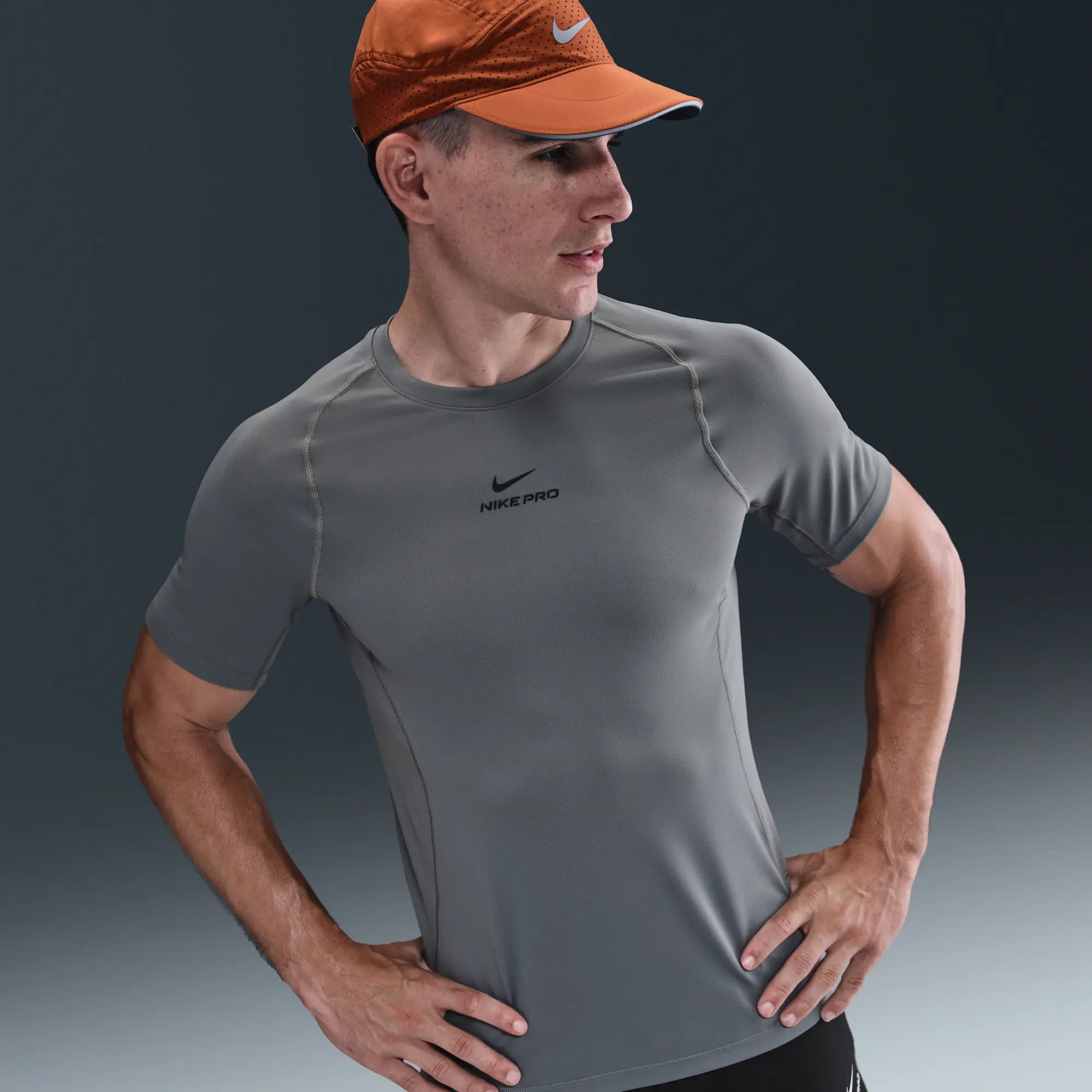Nike Pro Training Men's Dri-FIT Short-Sleeve Top - Grey - Polyester