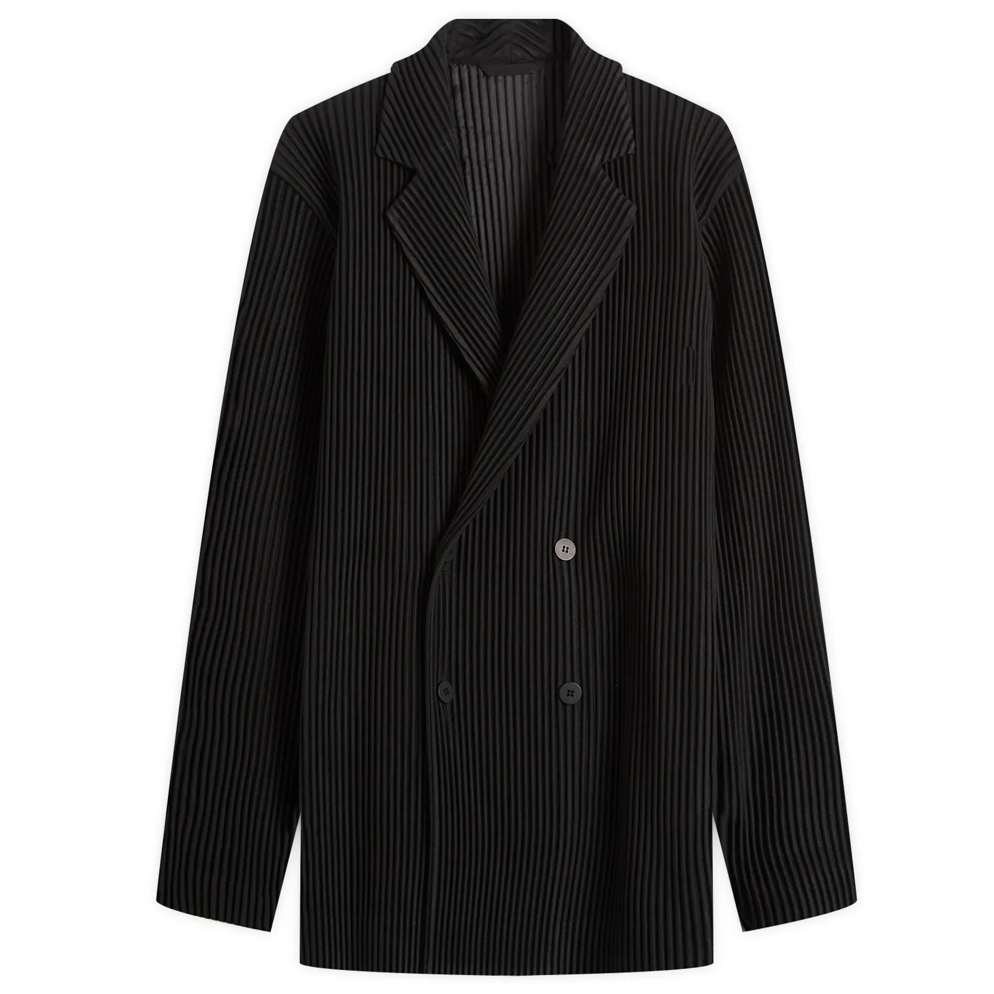 Homme Plissé Double Breasted Jacket Black