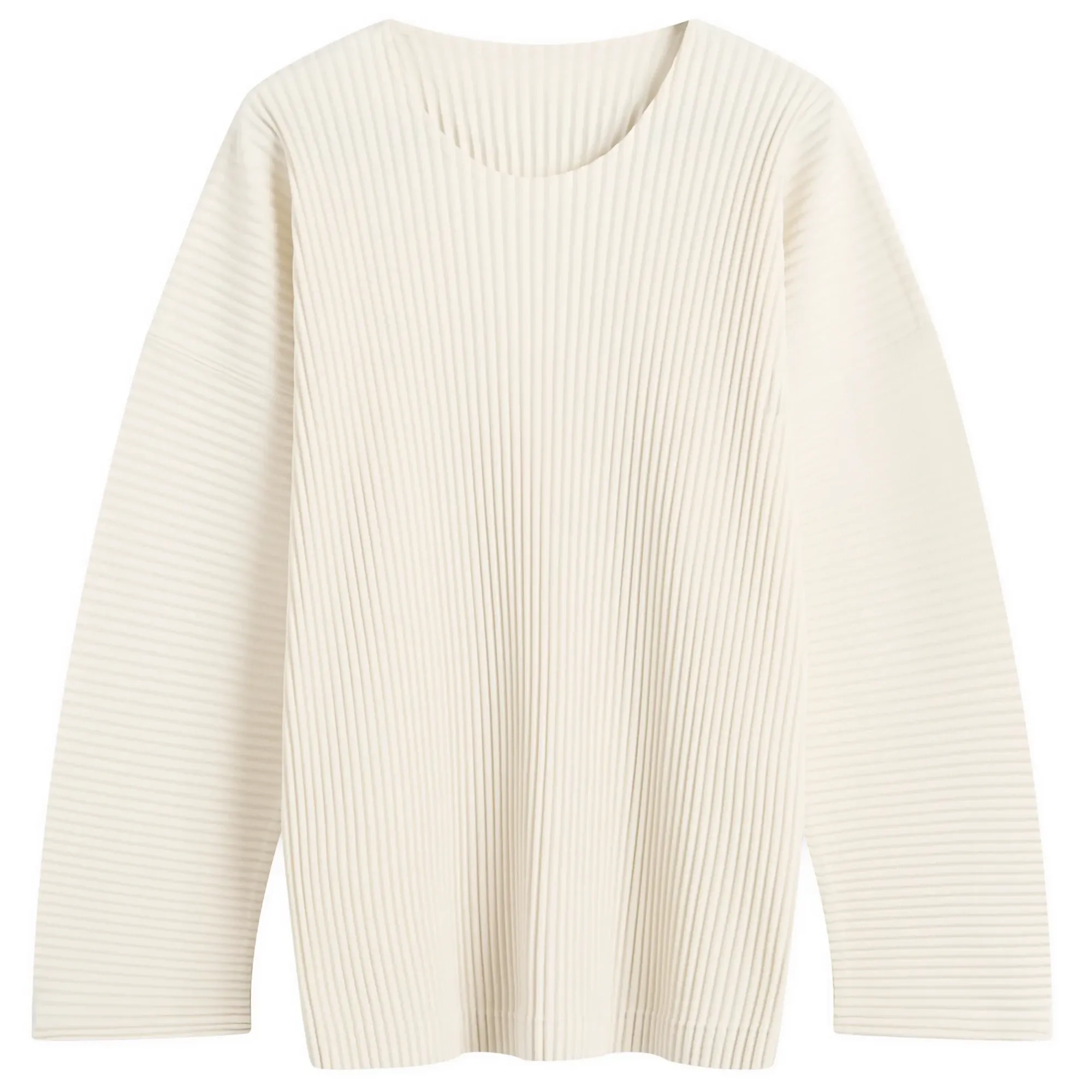 Homme Plissé Curve Long Sleeve Top Limestone White