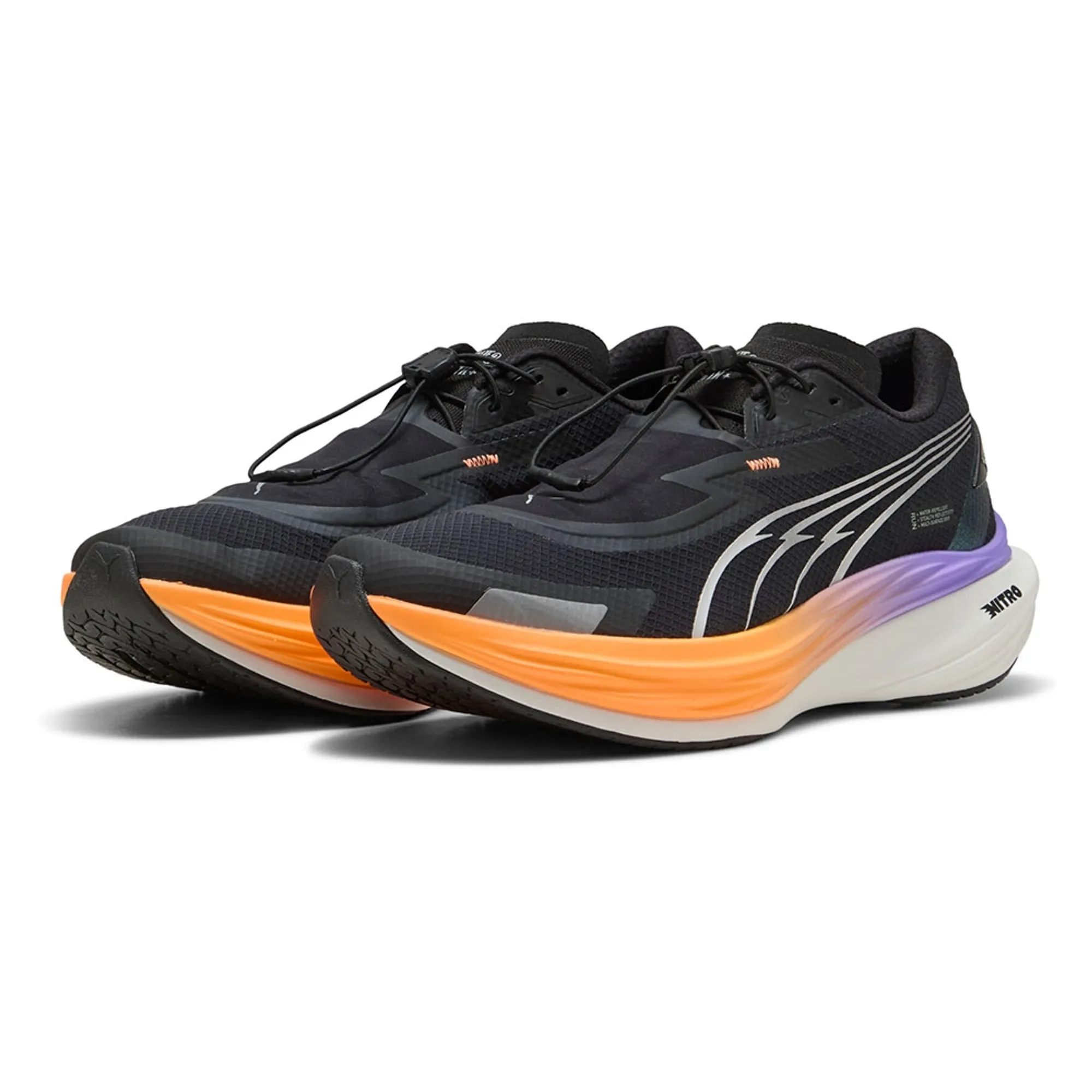 PUMA Deviate Nitroâ¢ 3 WTR+ Running Shoes Men, Black/Heat Fire