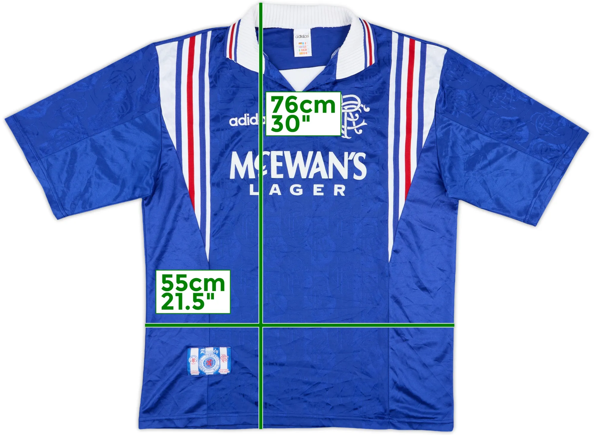 adidas Rangers Mens SS Home Shirt 1996/97 | RANH96968740used | FOOTY.COM