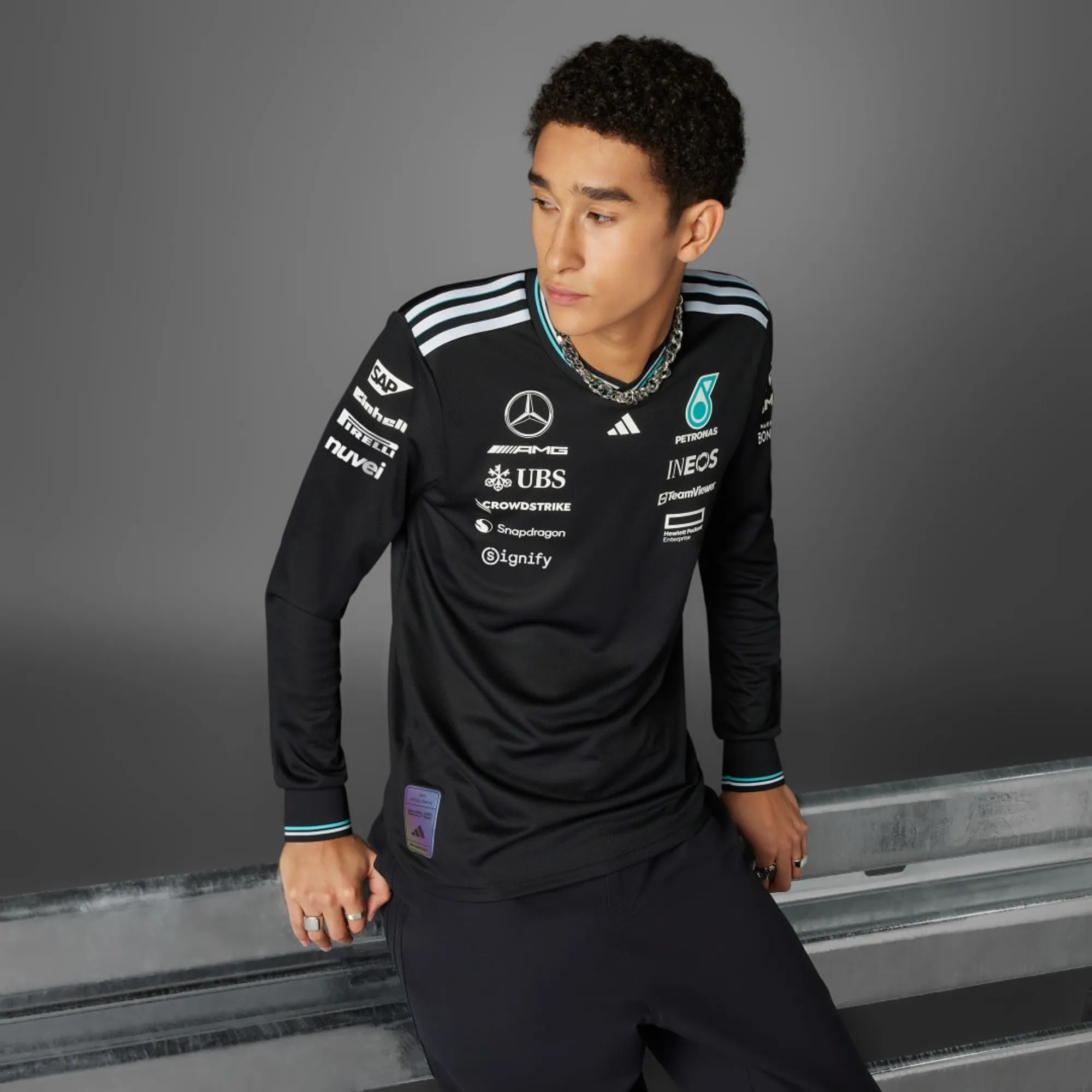 adidas AMG PETRONAS FORMULA オーセンティック ロンT adidas MERCEDES - AMG PETRONAS FORMULA ONE TEAM DRIVER JERSEY
