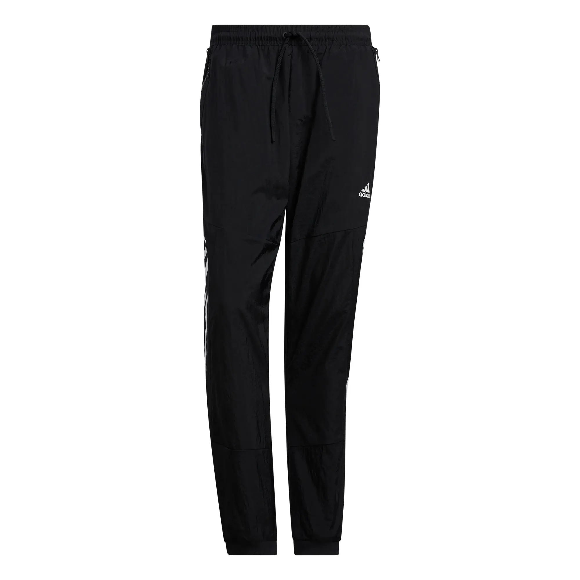 Manchester United adidas Future Icons 3 Stripe Woven Tracksuit Bottoms - Black - Mens