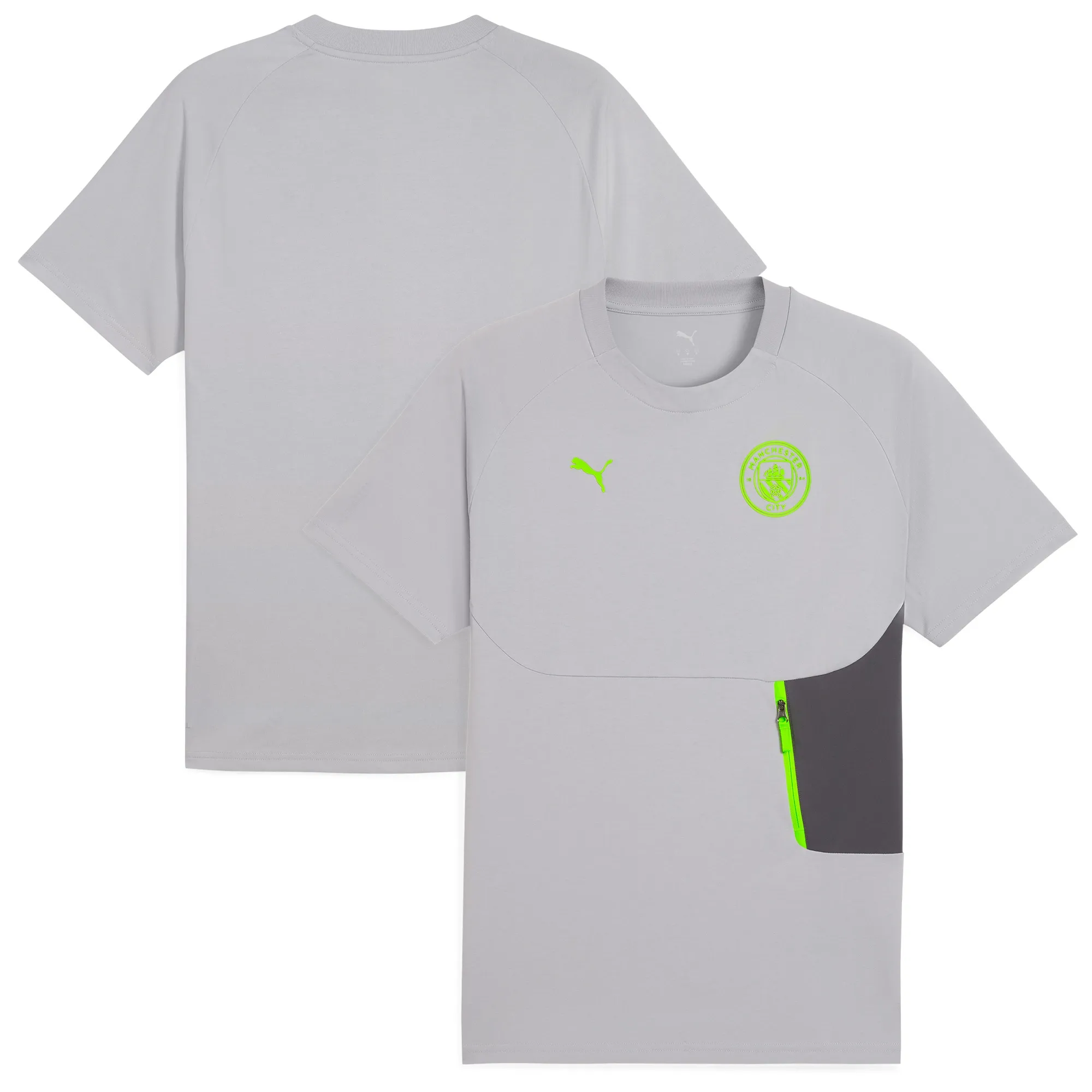Manchester City PUMAtech Pocket T-Shirt Men, Galactic Grey/Pro Green