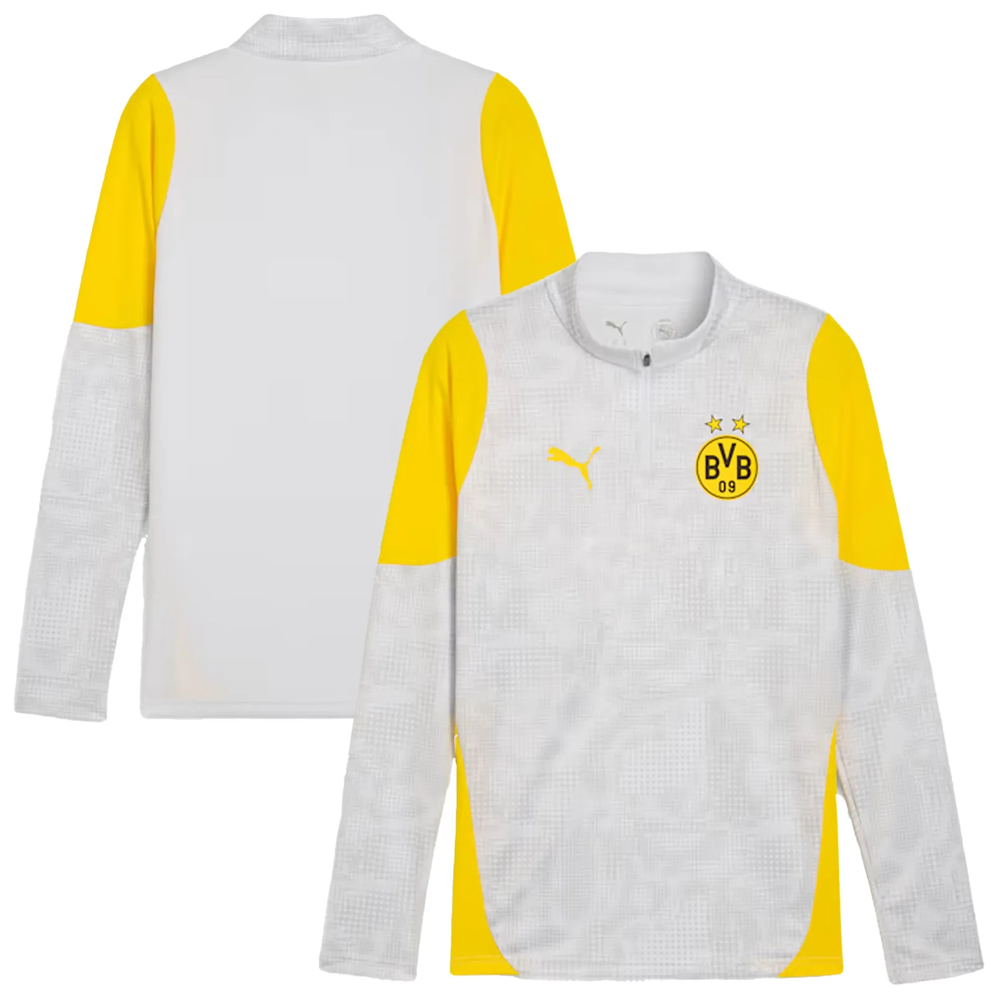 PUMA Borussia Dortmund Training Quarter-Zip Top Shirt Men, Silver Mist/Faster Yellow