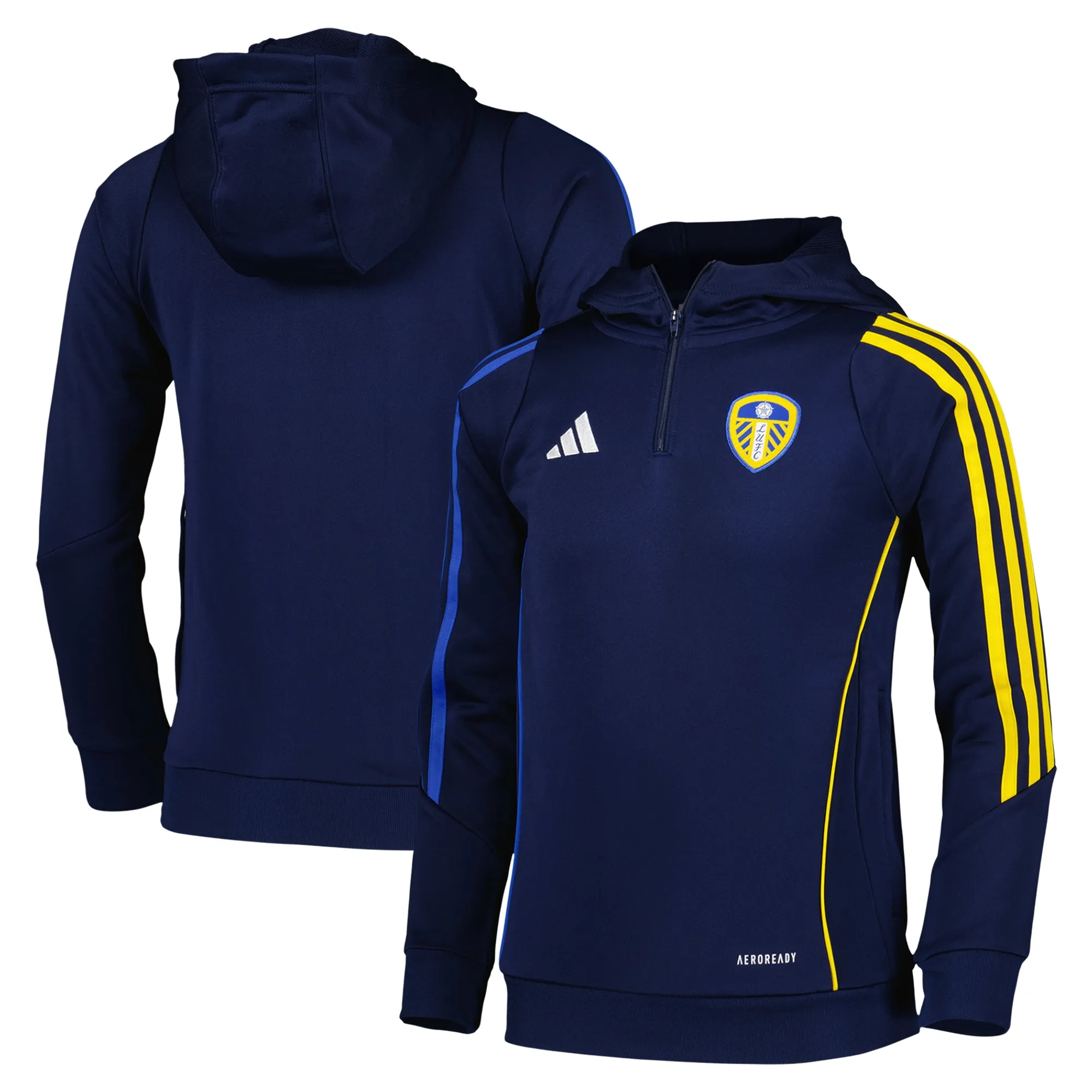 Leeds United adidas Training Hoodie - Navy - Kids