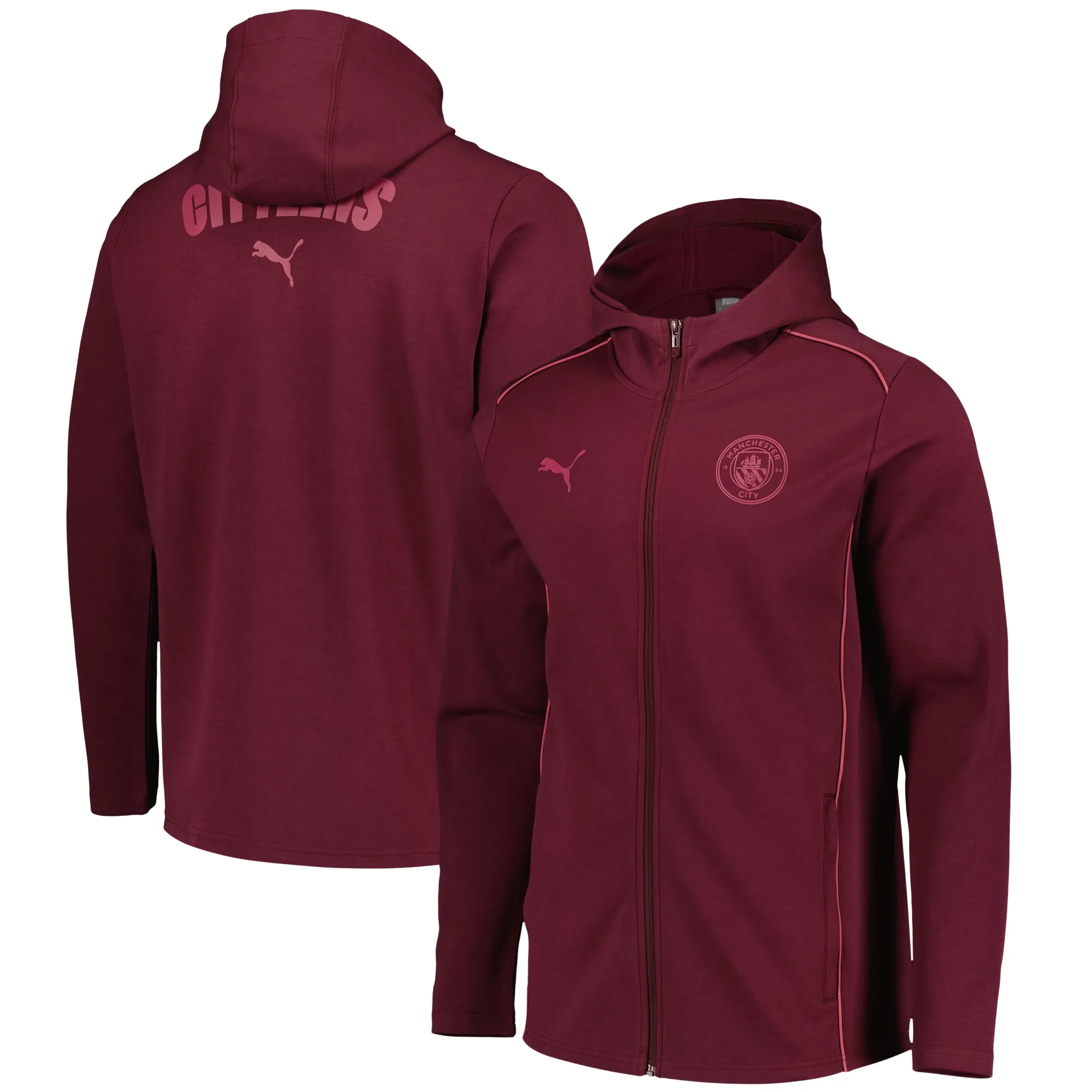 Manchester City PUMA Casuals Hoody Jacket - Dark Red