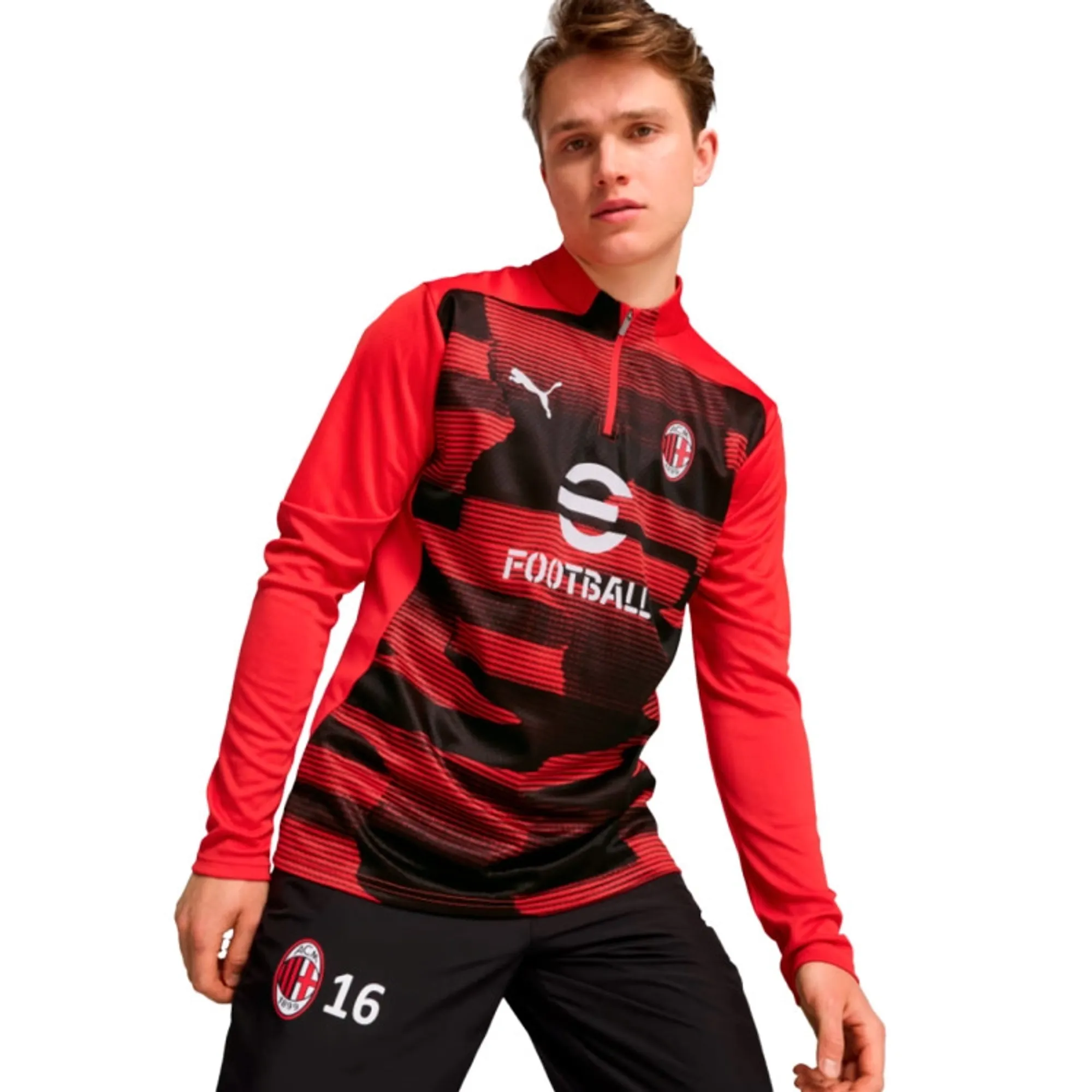 AC Milan PUMA Prematch 1/4 Zip Top - Red