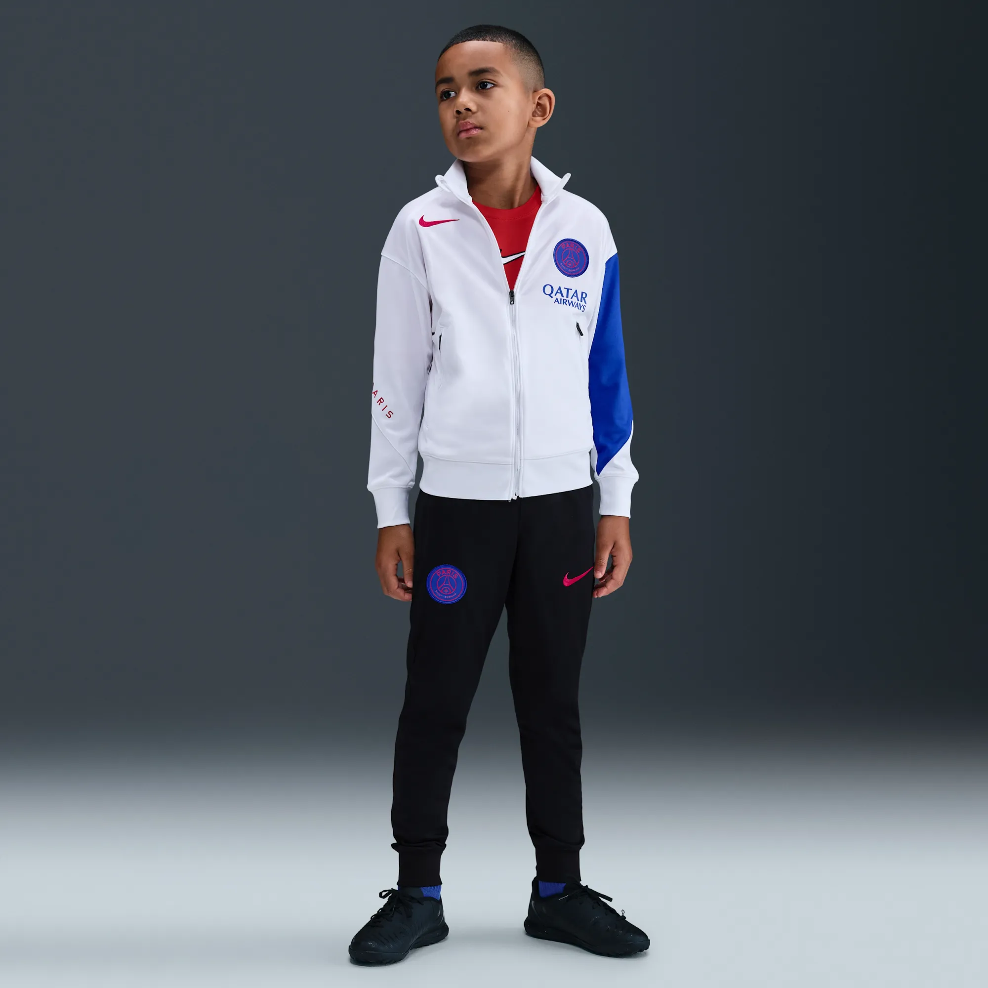 Paris Saint-Germain Strike Third Older Kids' Nike Dri-FIT Total 90 Football Knit Tracksuit - White - Polyester