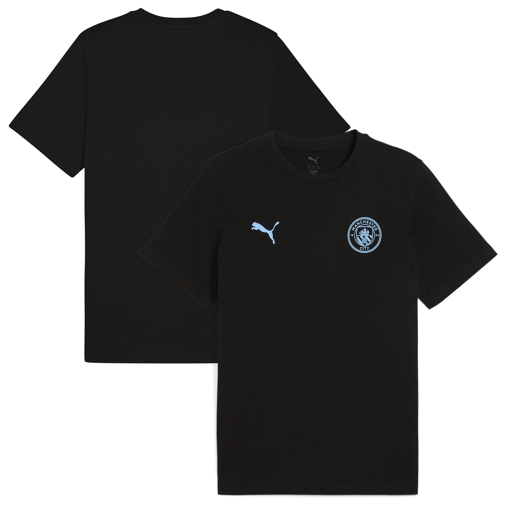 PUMA Manchester City Ftblessentials T-Shirt Men, Black/Light Blue