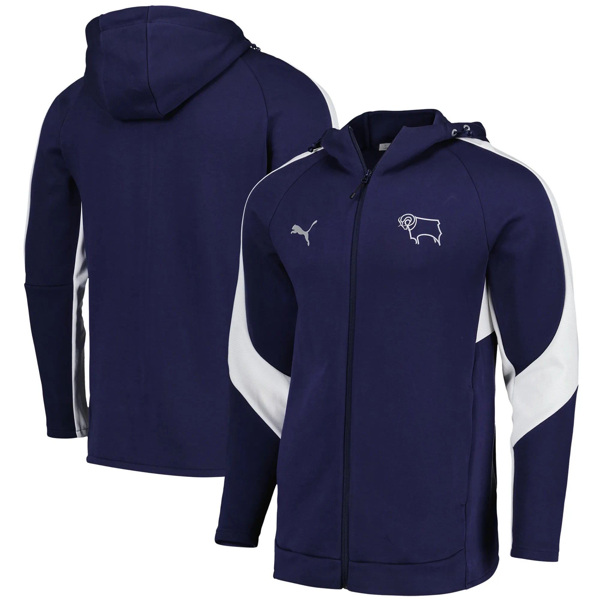 Derby County PUMA Travel Hooded Jacket - Navy