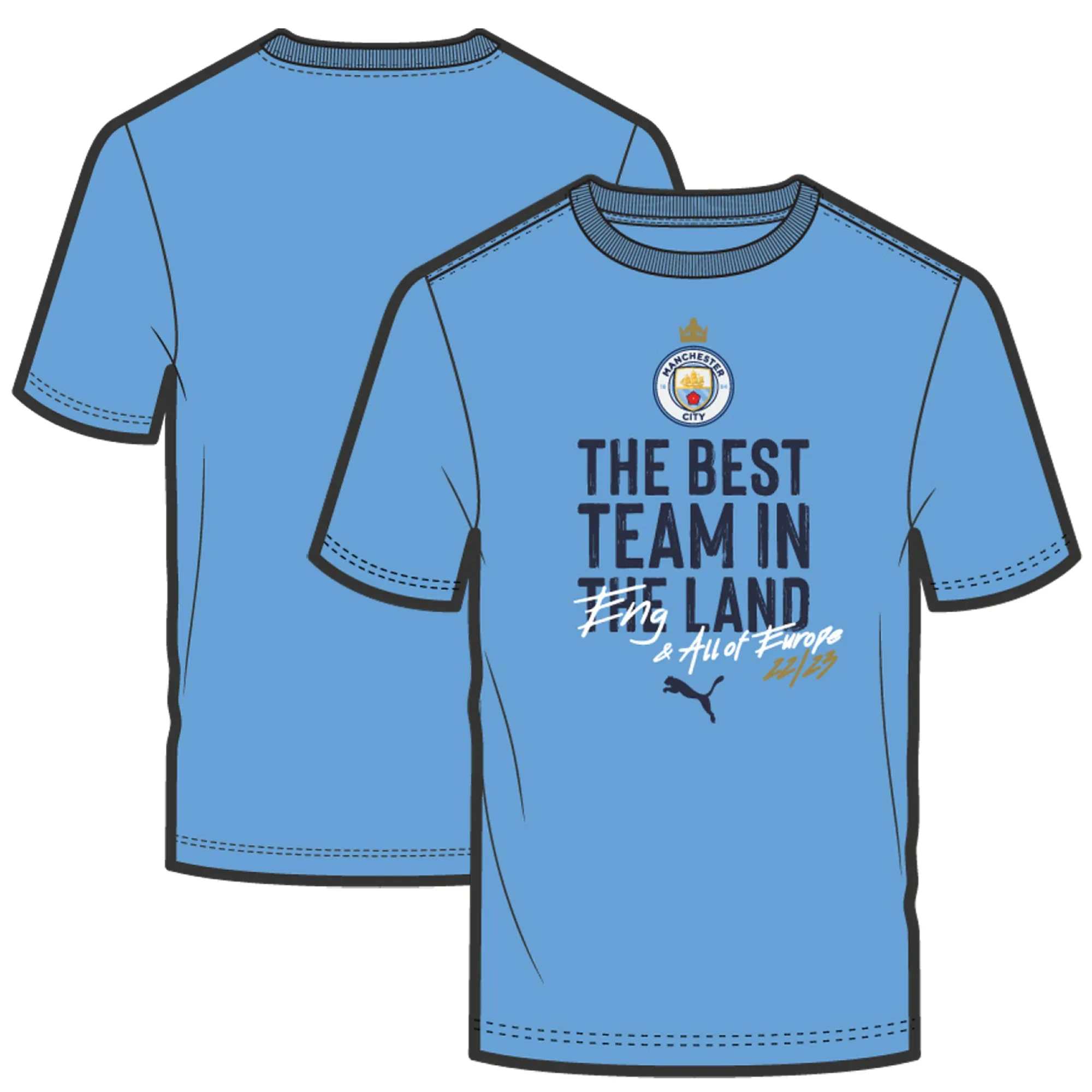 Manchester City Puma UEFA Champions League Winners T-Shirt - Sky