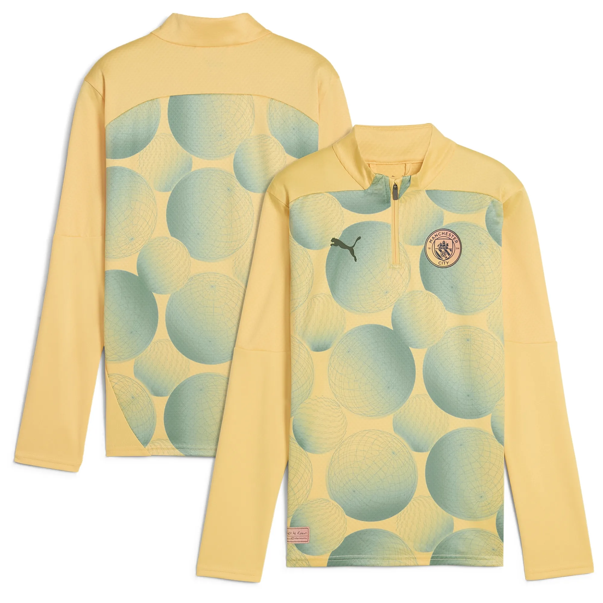 Manchester City PUMA Prematch 1/4 Zip Top - Flax - Kids