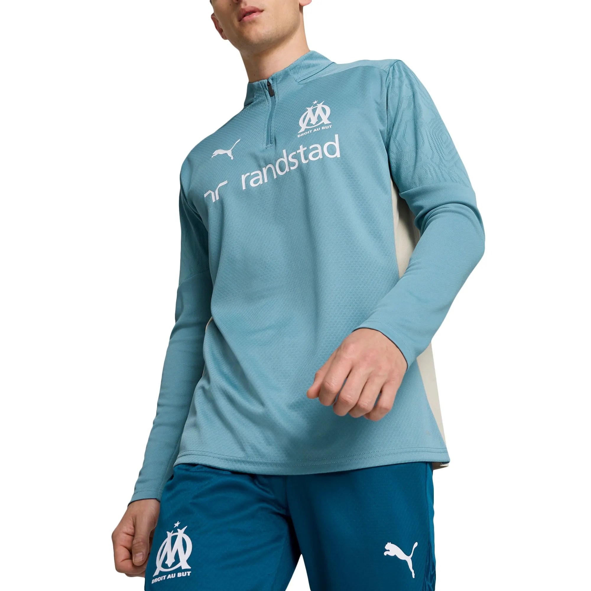Olympique de Marseille Puma Training 1/4 Zip Top - Blue
