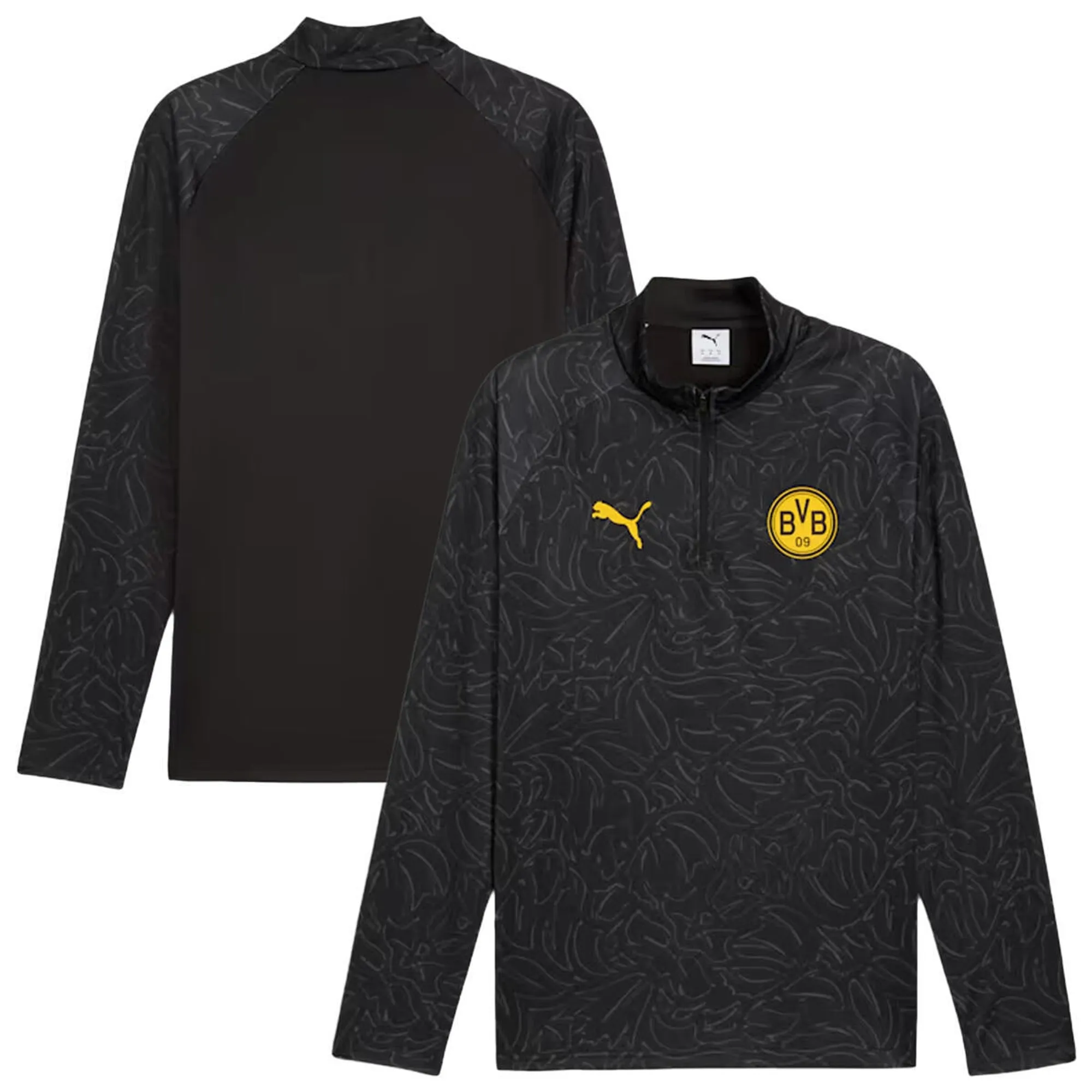 PUMA Borussia Dortmund Pre-Match Quarter-Zip Top Shirt Men, Black/Yellow Sizzle