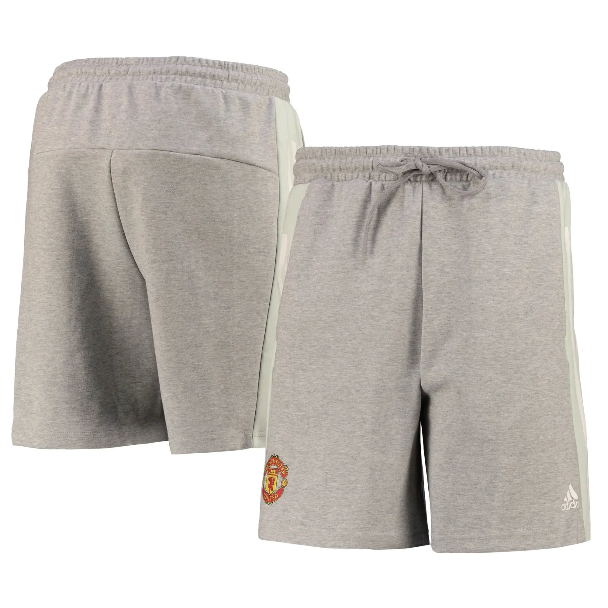 Manchester United adidas Future Icons 3 Stripe Shorts - Grey Heather - Mens