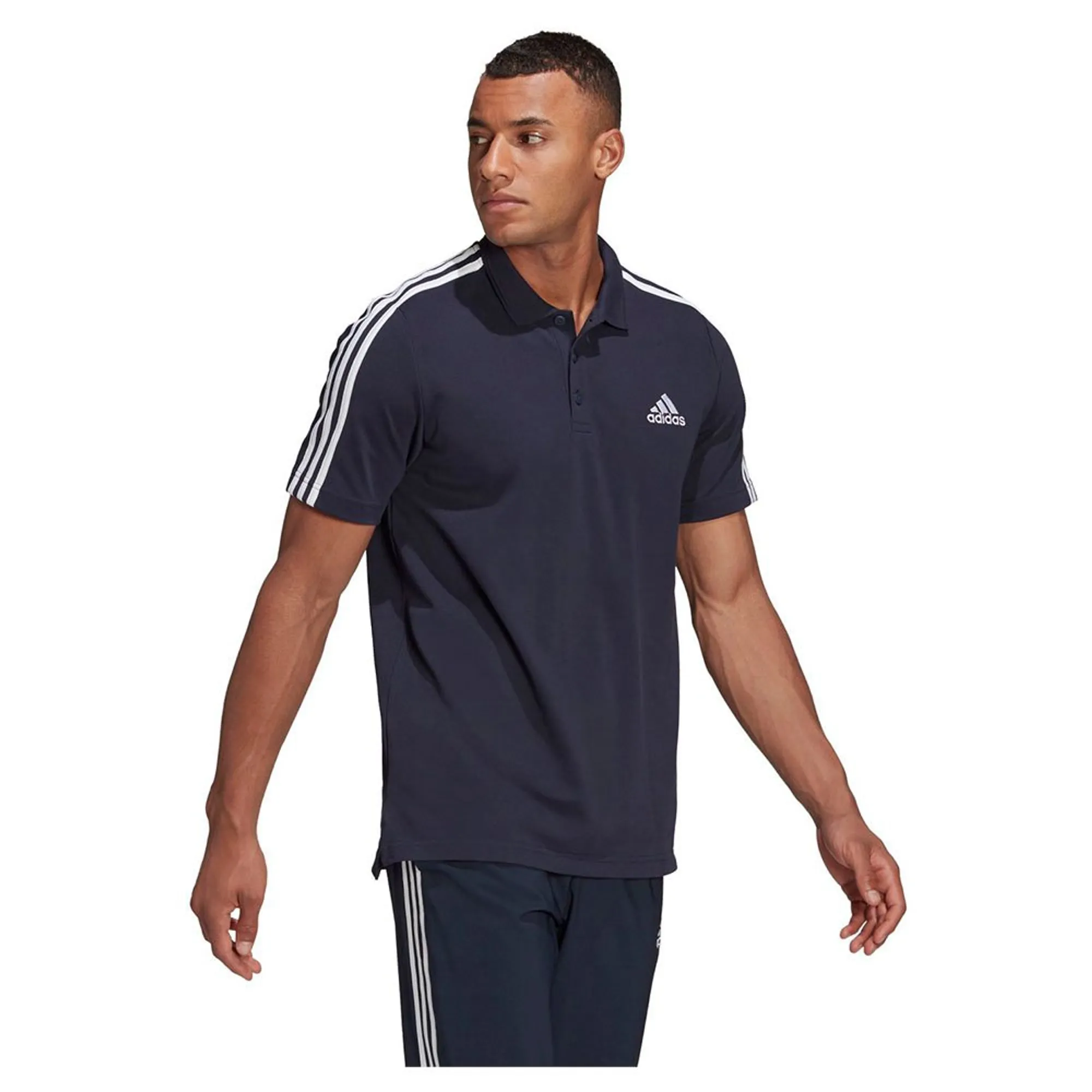 Manchester United adidas 3 Stripe Polo Shirt - Legend Ink - Mens