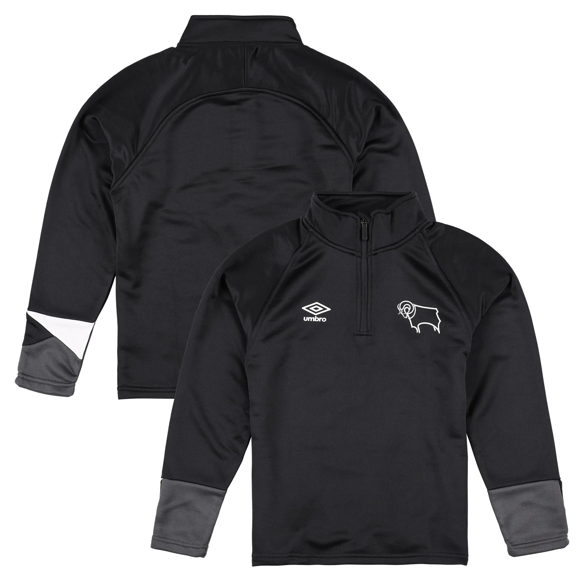 Derby County Umbro Training Quarter Zip Top - Black - Kids