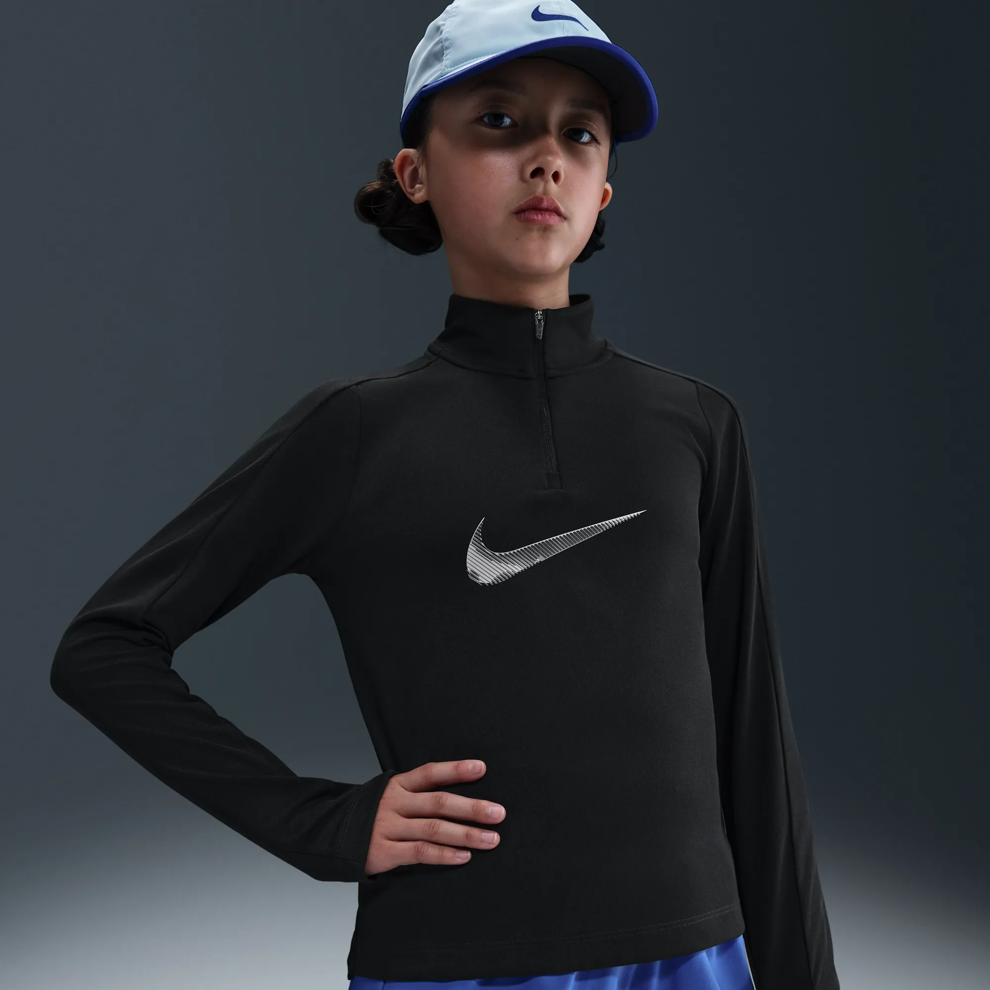 Nike Pro Older Kids' (Girls') Dri-FIT 1/4-Zip Top - Black - Polyester