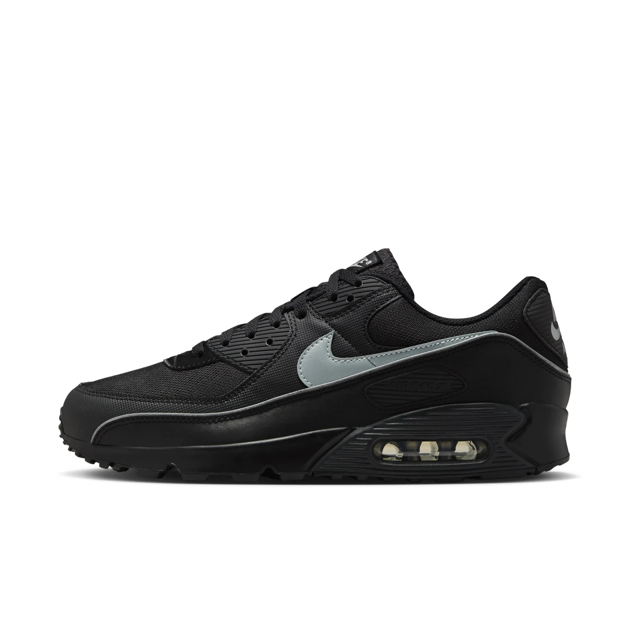 Nike Air Max 90 Premium Shoes With Reflective Design Accents - Black