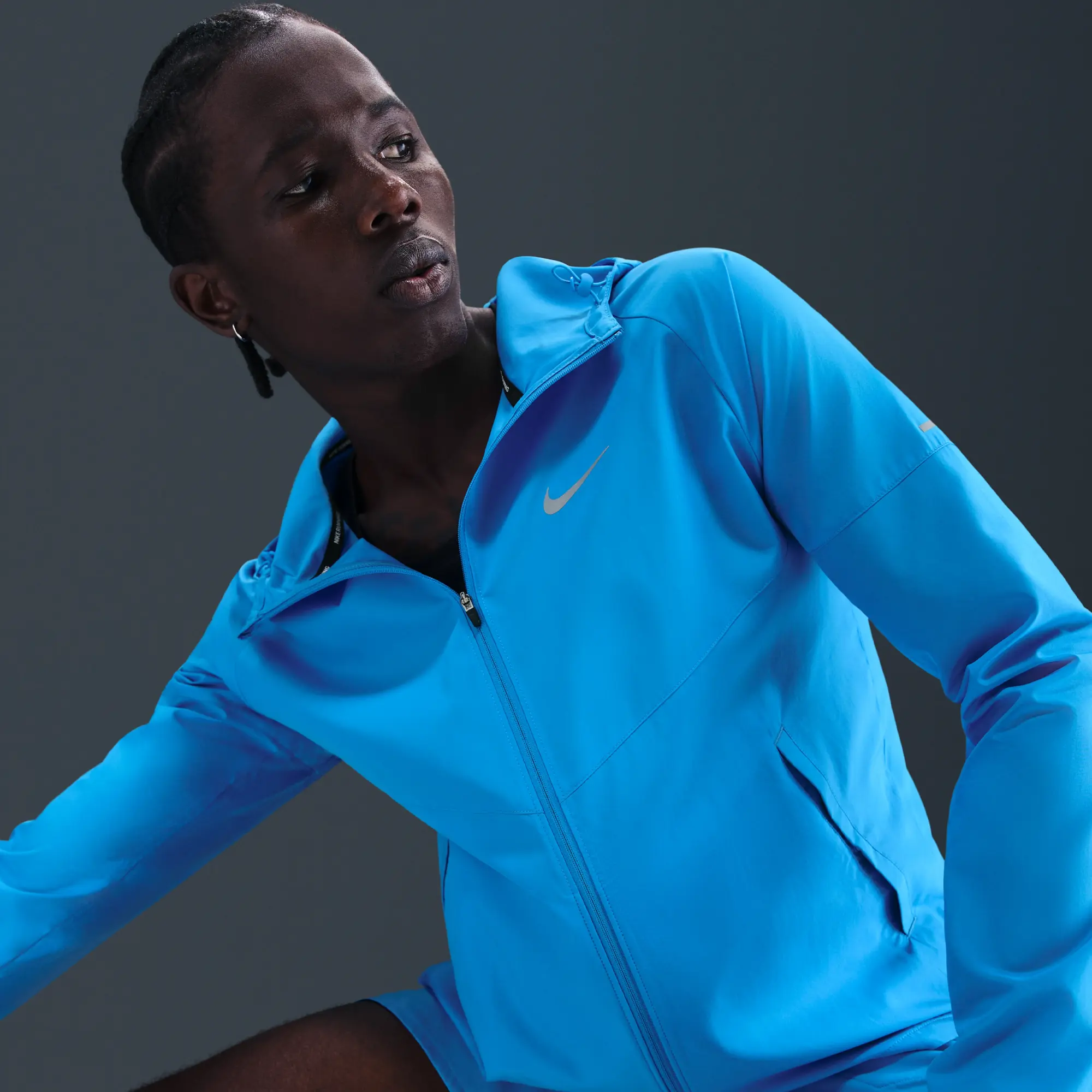 Nike Miler Men's Repel Running Jacket - Blue - Recycled Polyester
