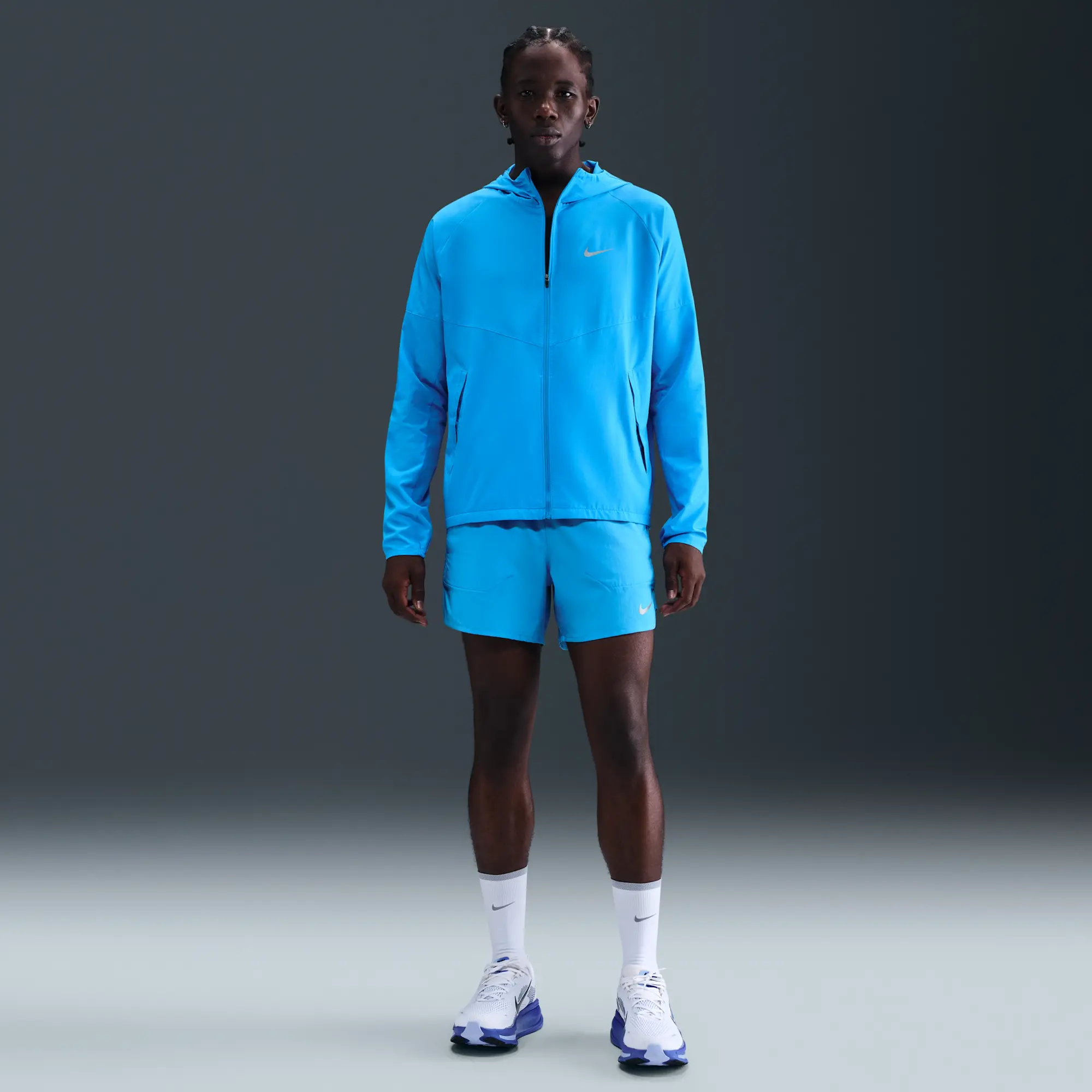 Nike Miler Men's Repel Running Jacket - Blue - Recycled Polyester