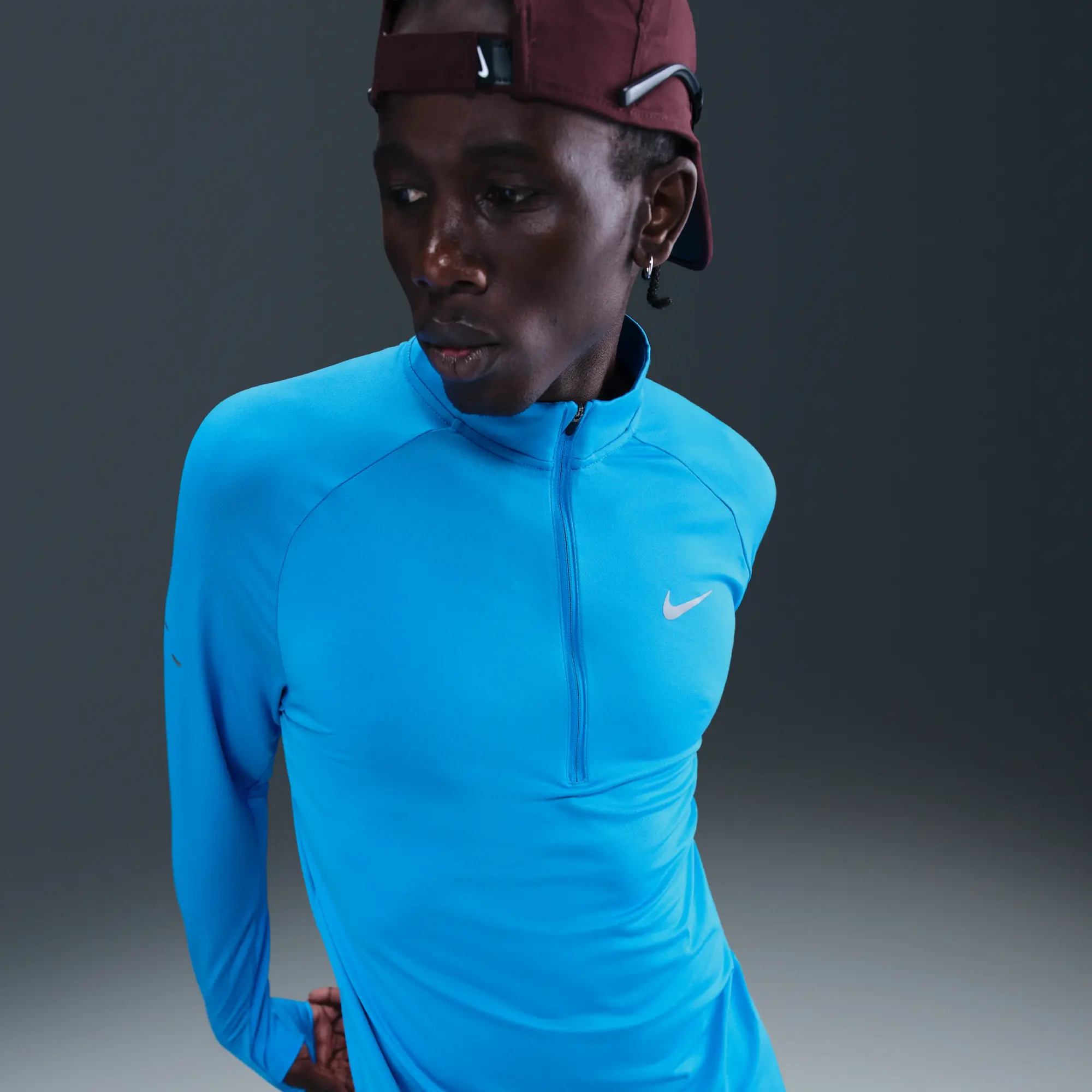 Nike Stride Men's Dri-FIT 1/4-Zip Running Top - Blue - Recycled Polyester Minimum