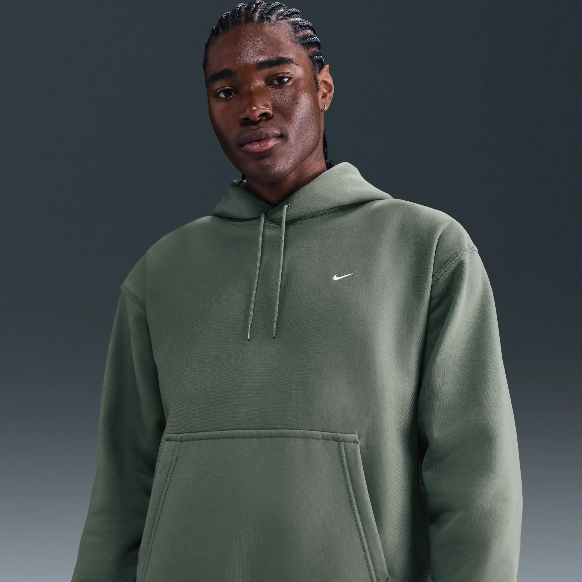 Nike Solo Swoosh Men's Pullover Hoodie - Grey - Fleece
