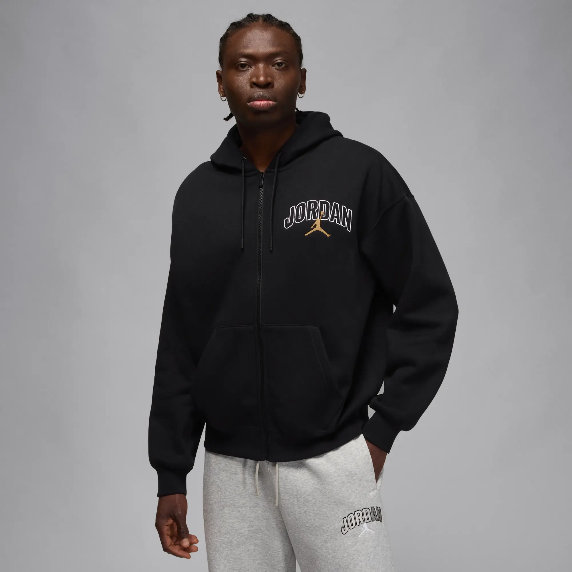 Nike Jordan Brooklyn Fleece Men's Oversized Full-Zip Hoodie - Black - Fleece