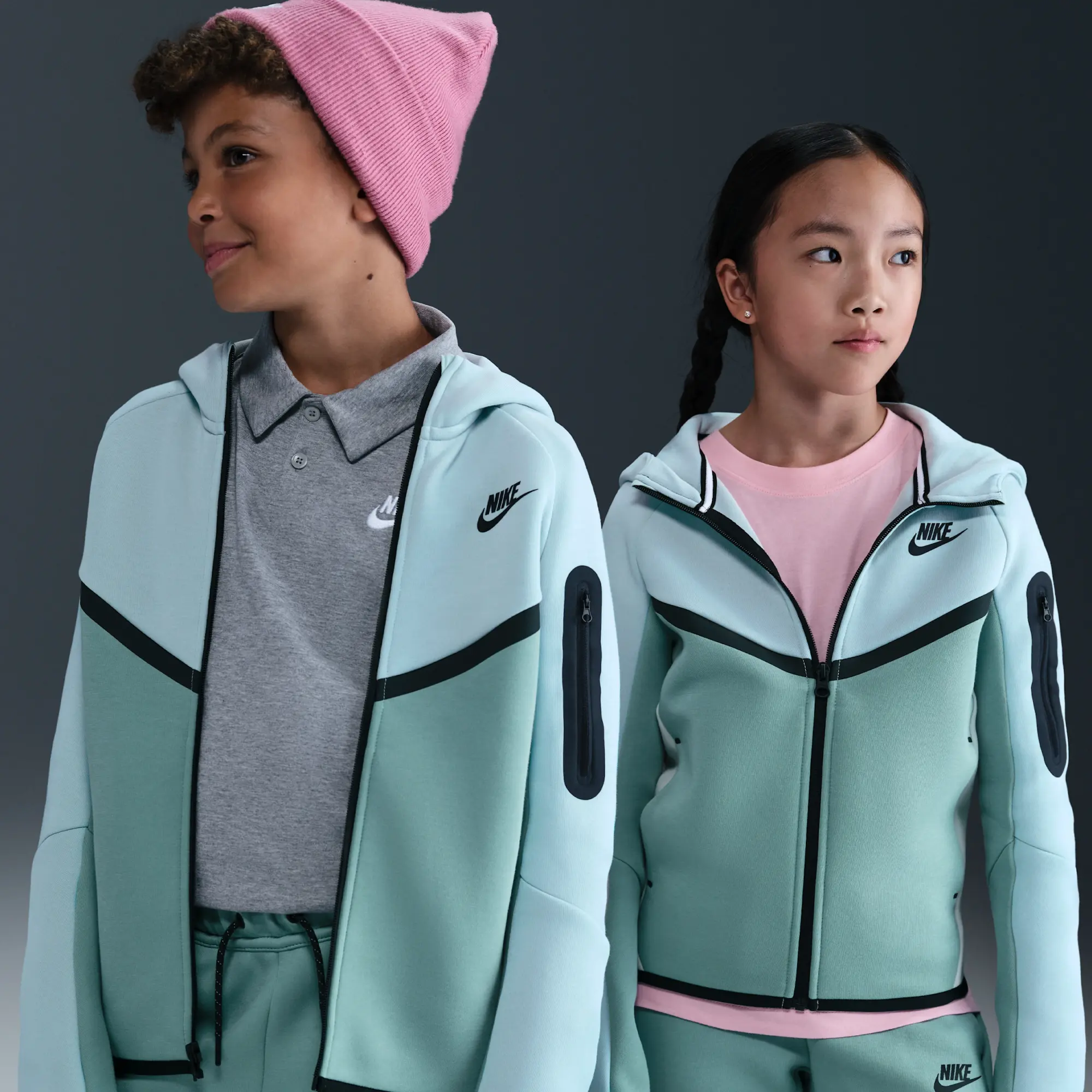 Nike Sportswear Tech Fleece Older Kids' Full-Zip Hoodie - Grey - Sustainable Blends