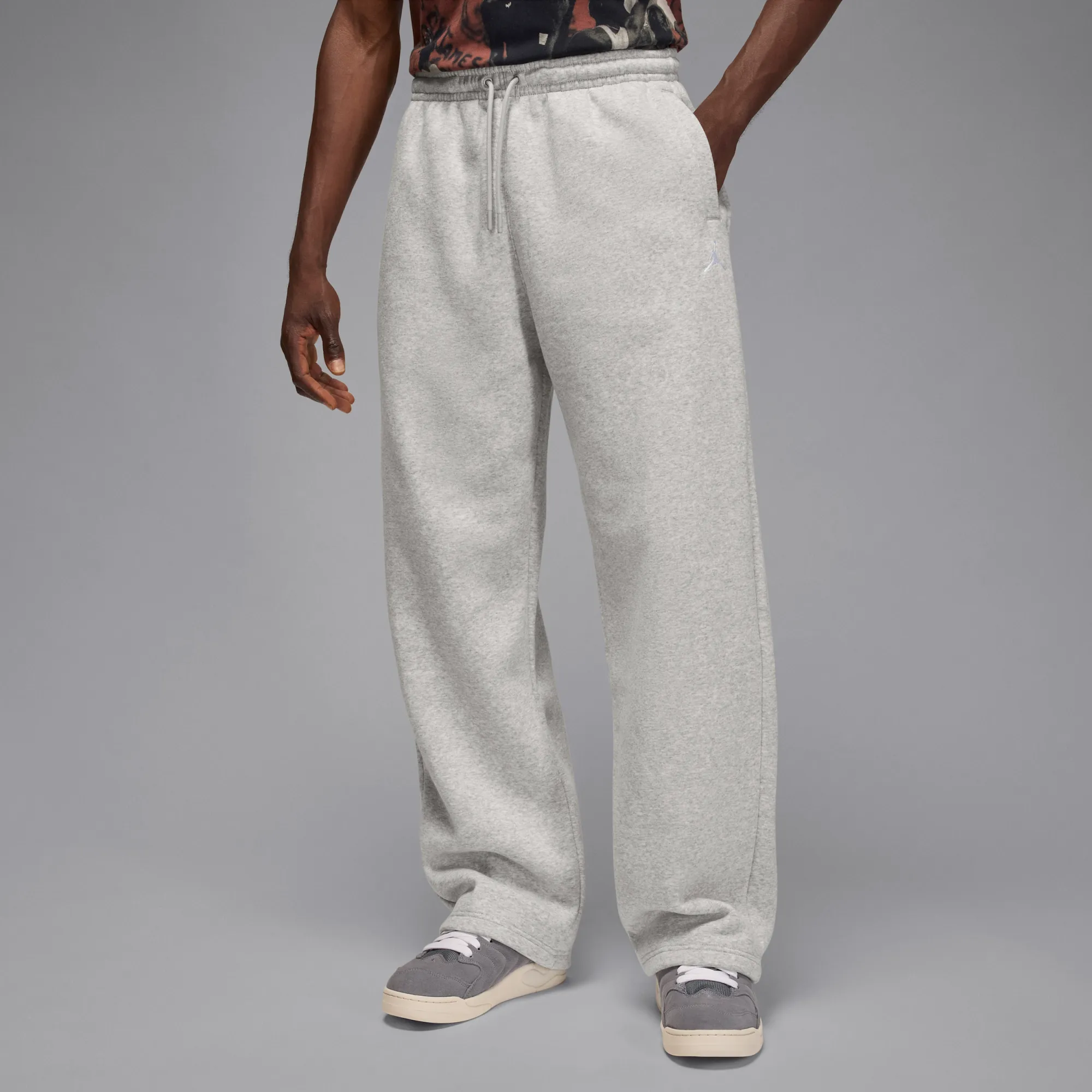 Nike Jordan Brooklyn Fleece Men's Oversized Open-Hem Trousers - Grey - Fleece