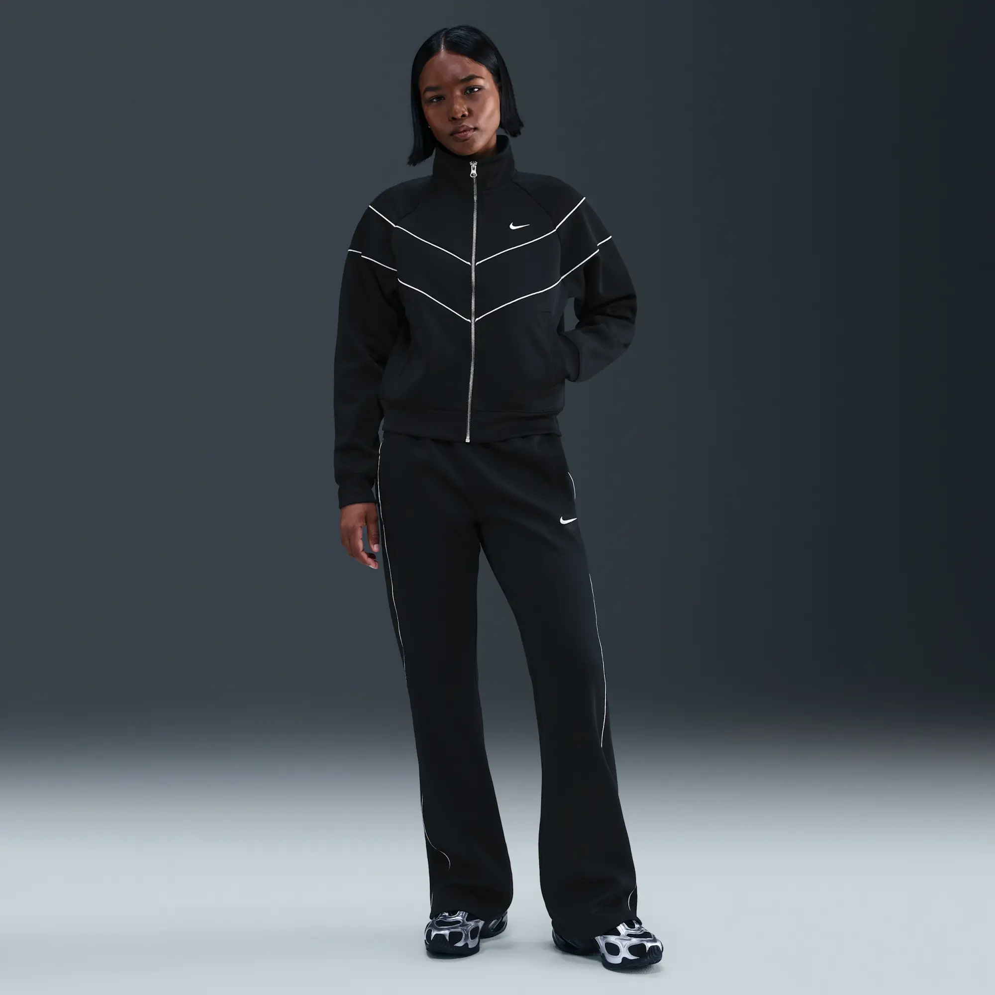 Nike Sportswear Windrunner Women's Knit Jacket - Black - Recycled Polyester Minimum