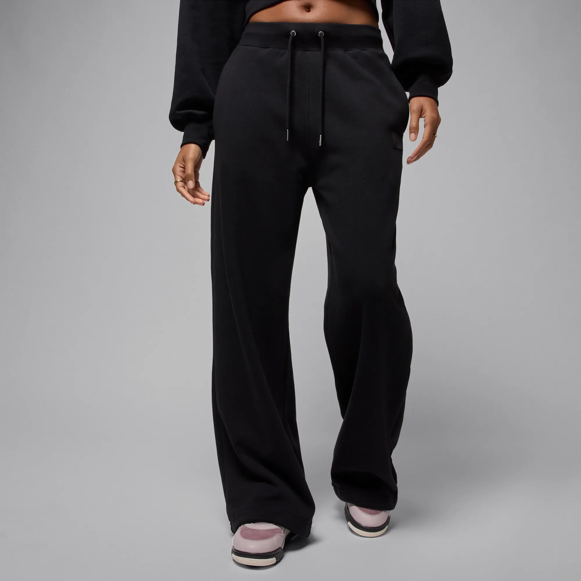 Nike Jordan Flight Fleece Women's French Terry Open-Hem Trousers - Black - Fleece