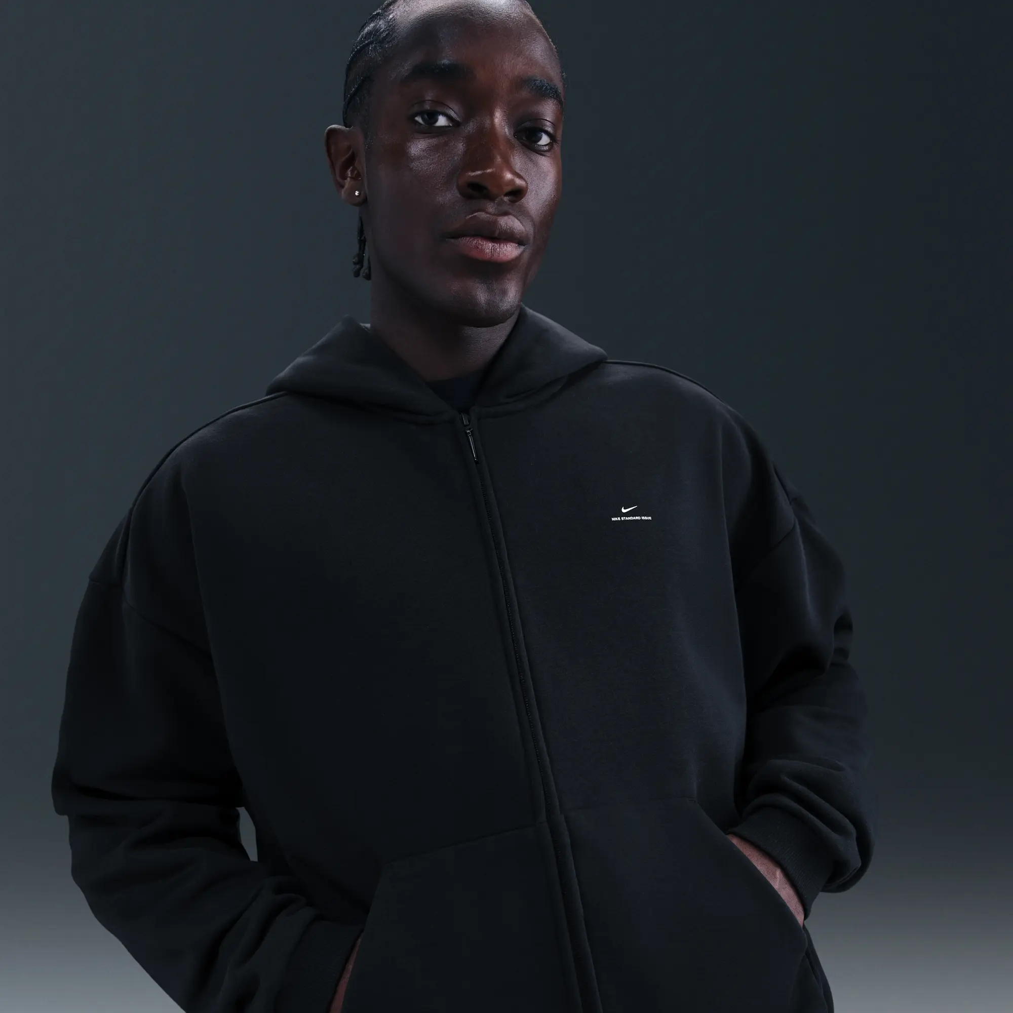 Nike Standard Issue Men's Therma-FIT Full-Zip Basketball Hoodie - Black - Sustainable Blends