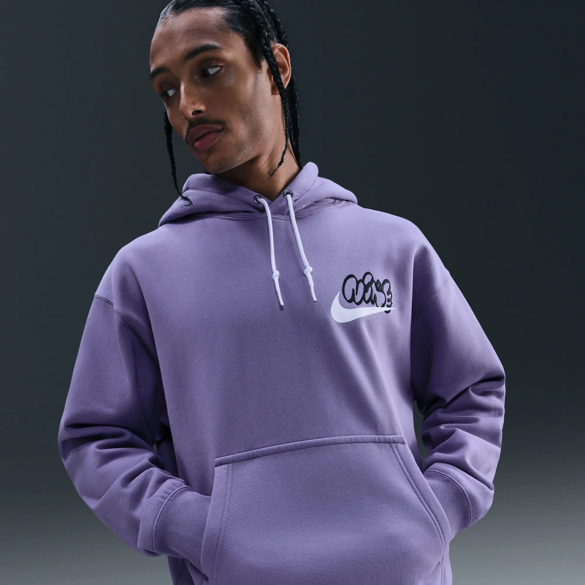 Nike Solo Swoosh Men's Fleece Hoodie - Purple - Fleece