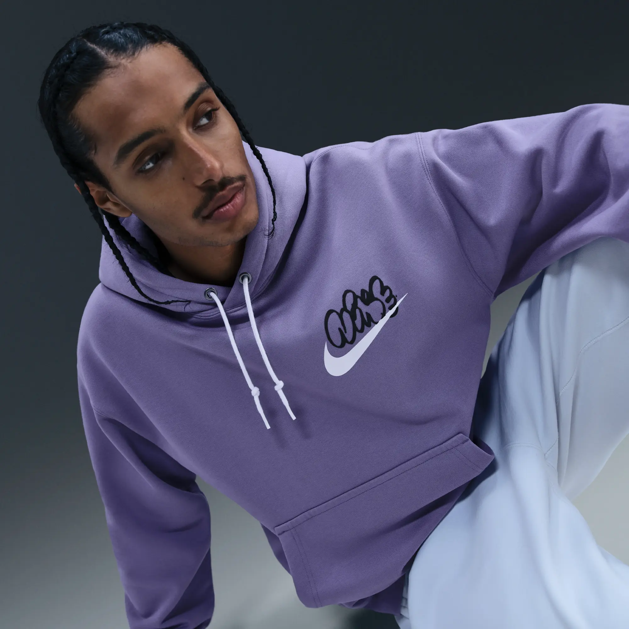 Nike Solo Swoosh Men's Fleece Hoodie - Purple - Fleece