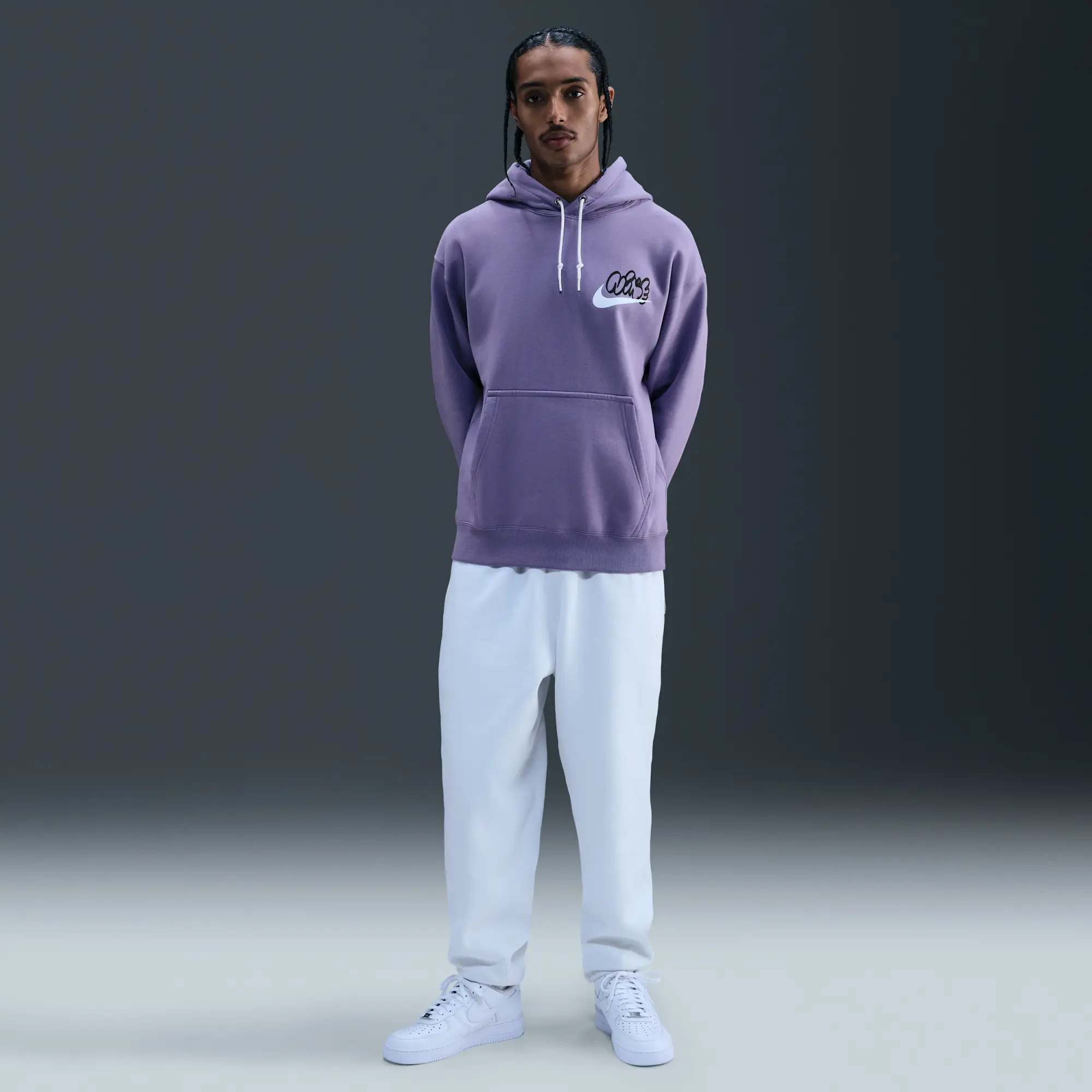 Nike Solo Swoosh Men's Fleece Hoodie - Purple - Fleece